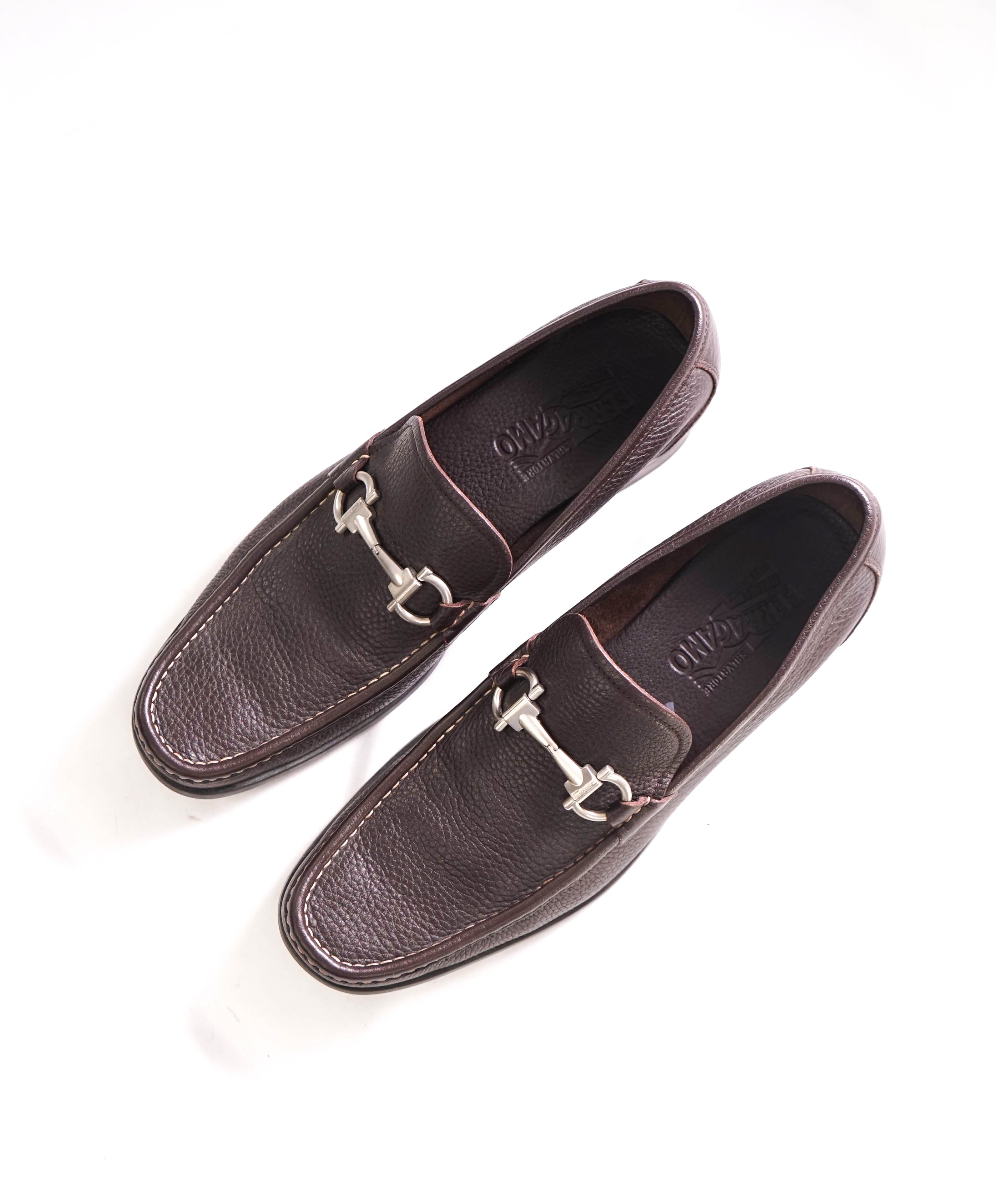 SALVATORE FERRAGAMO - “Magnifico” Brown Slip-On Loafer Logo Bit - 12 D US