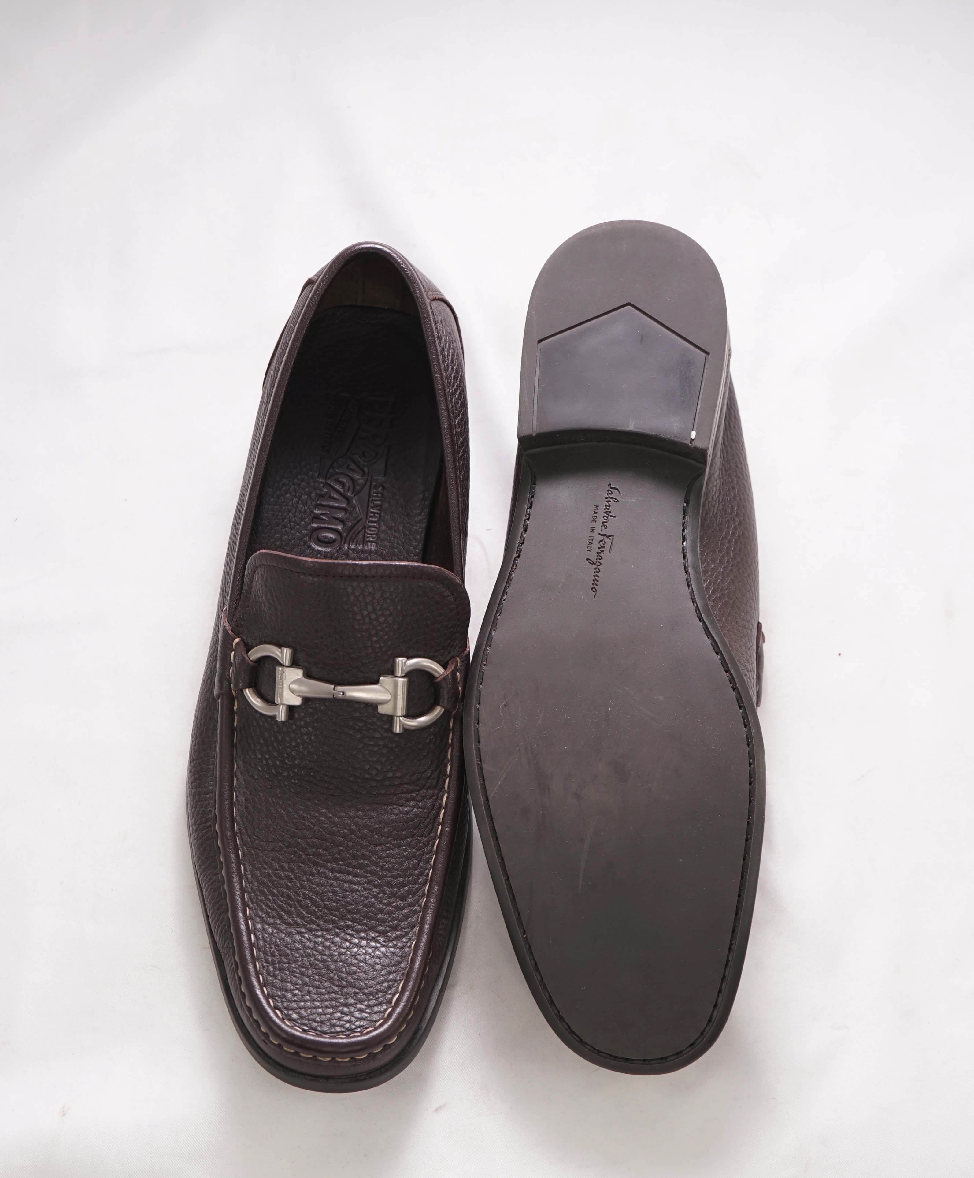 SALVATORE FERRAGAMO - “Magnifico” Brown Slip-On Loafer Logo Bit - 12 D US