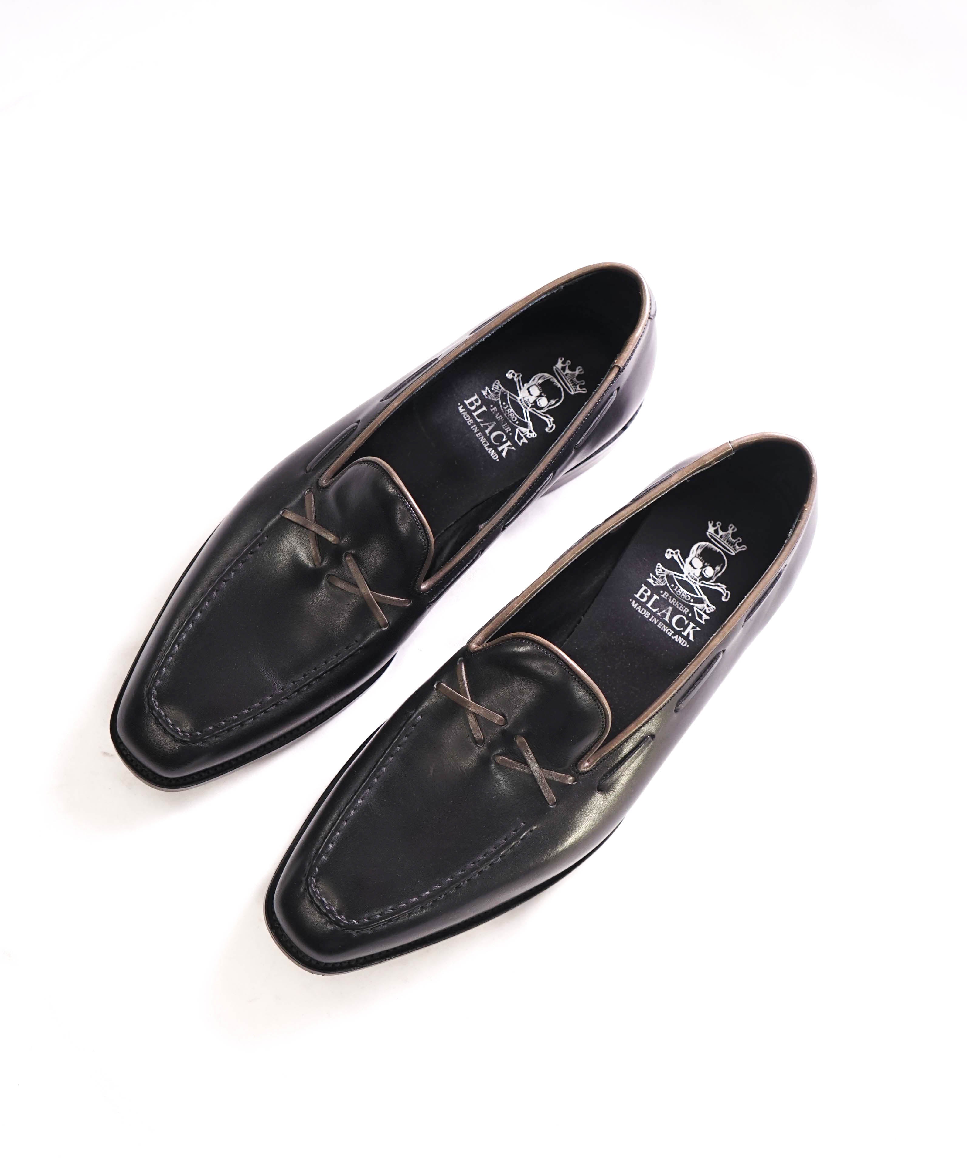 $875 BARKER BLACK - "STITCHED BONE" Iconic Black Logo Loafer - 9.5US (8.5 UK)