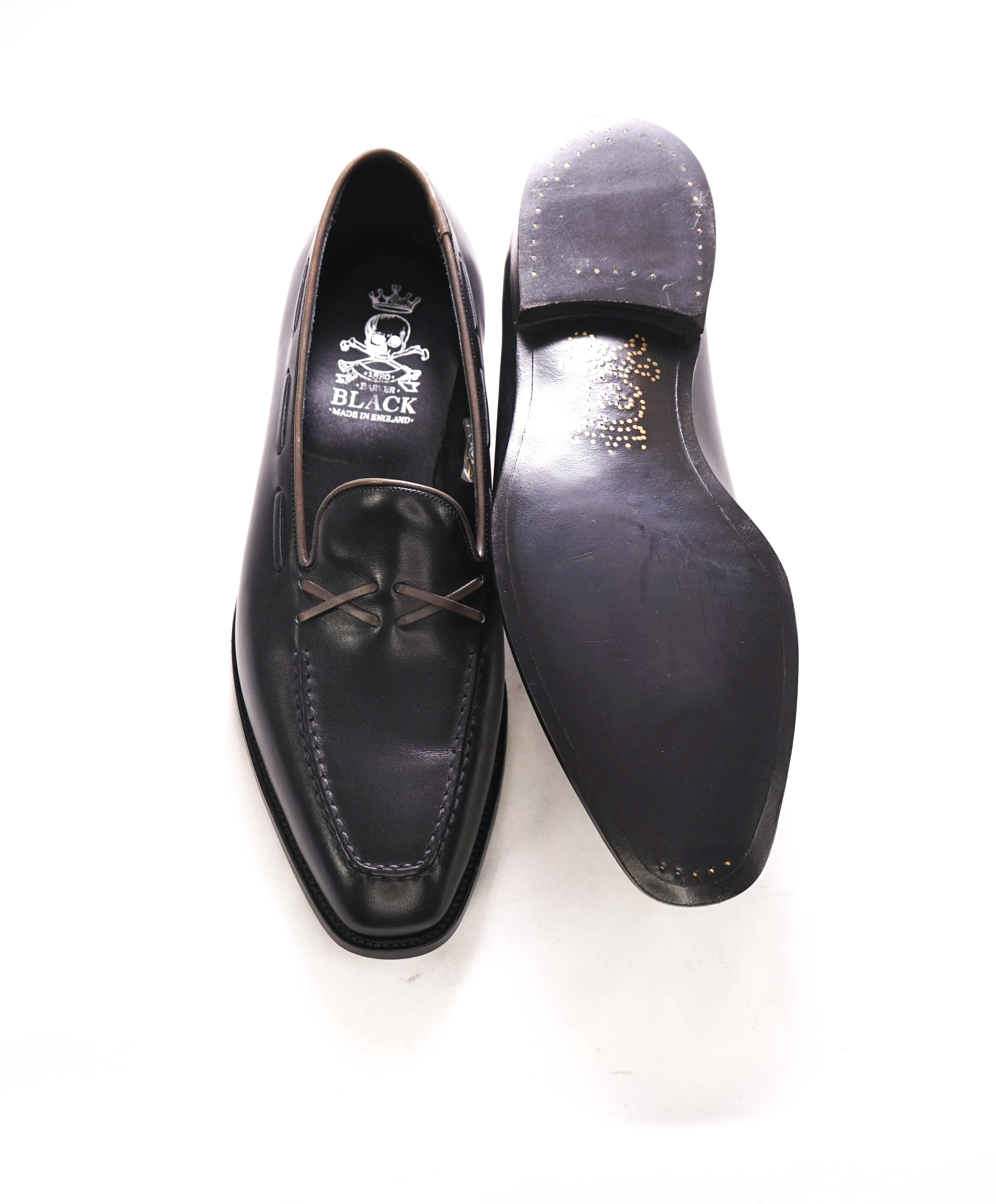 $875 BARKER BLACK - "STITCHED BONE" Iconic Black Logo Loafer - 9.5US (8.5 UK)