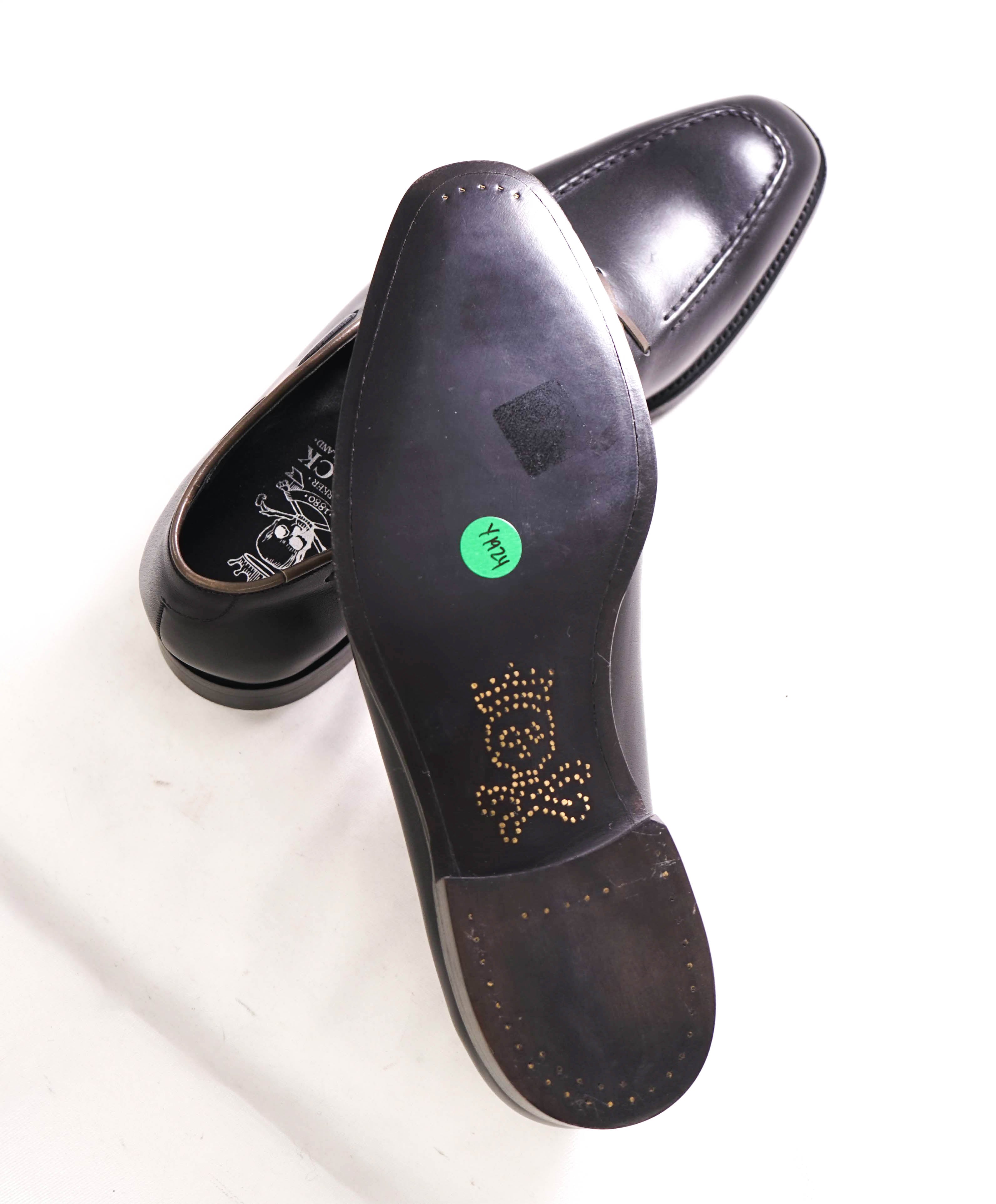 $875 BARKER BLACK - "STITCHED BONE" Iconic Black Logo Loafer - 9.5US (8.5 UK)