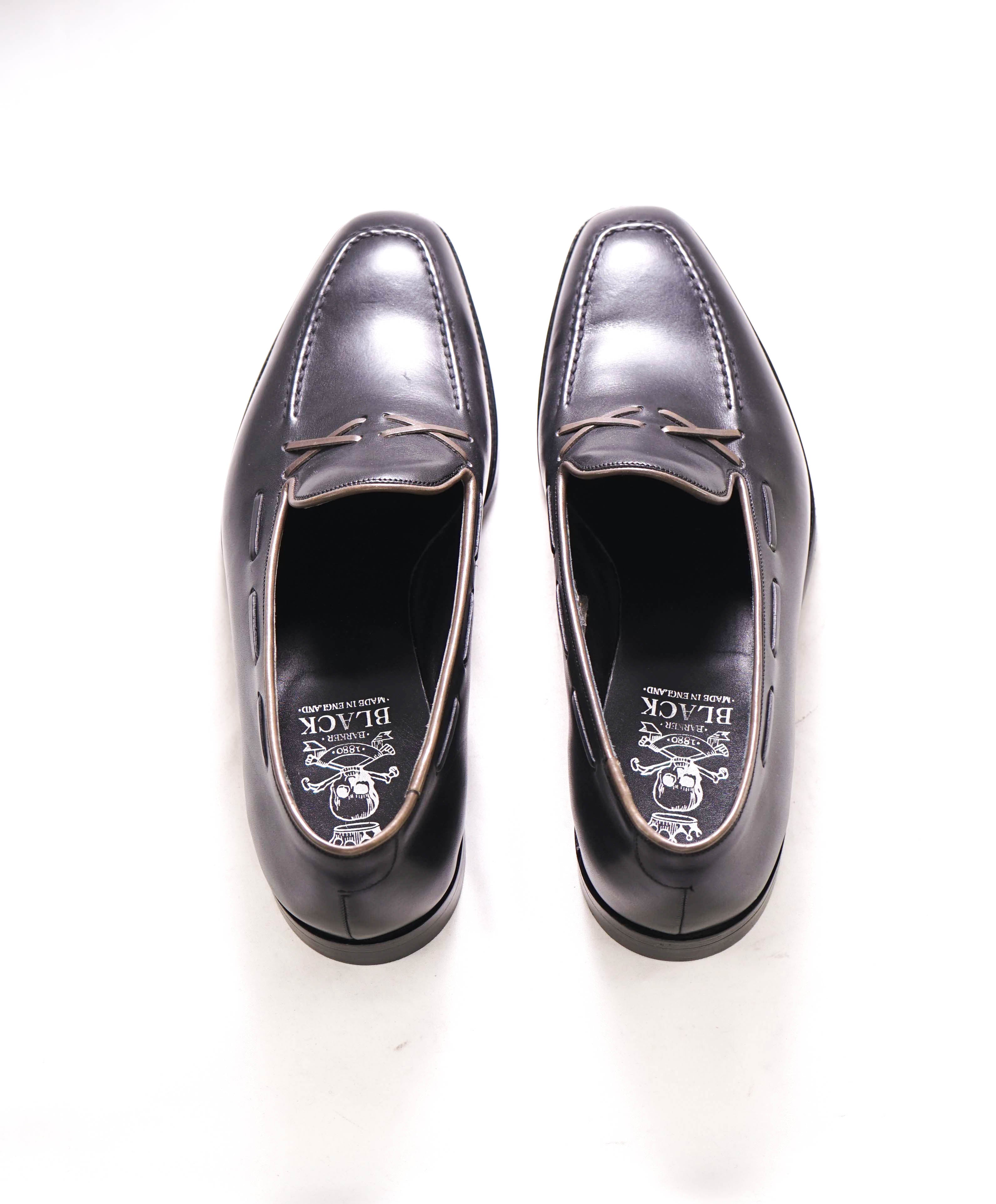 $875 BARKER BLACK - "STITCHED BONE" Iconic Black Logo Loafer - 9.5US (8.5 UK)