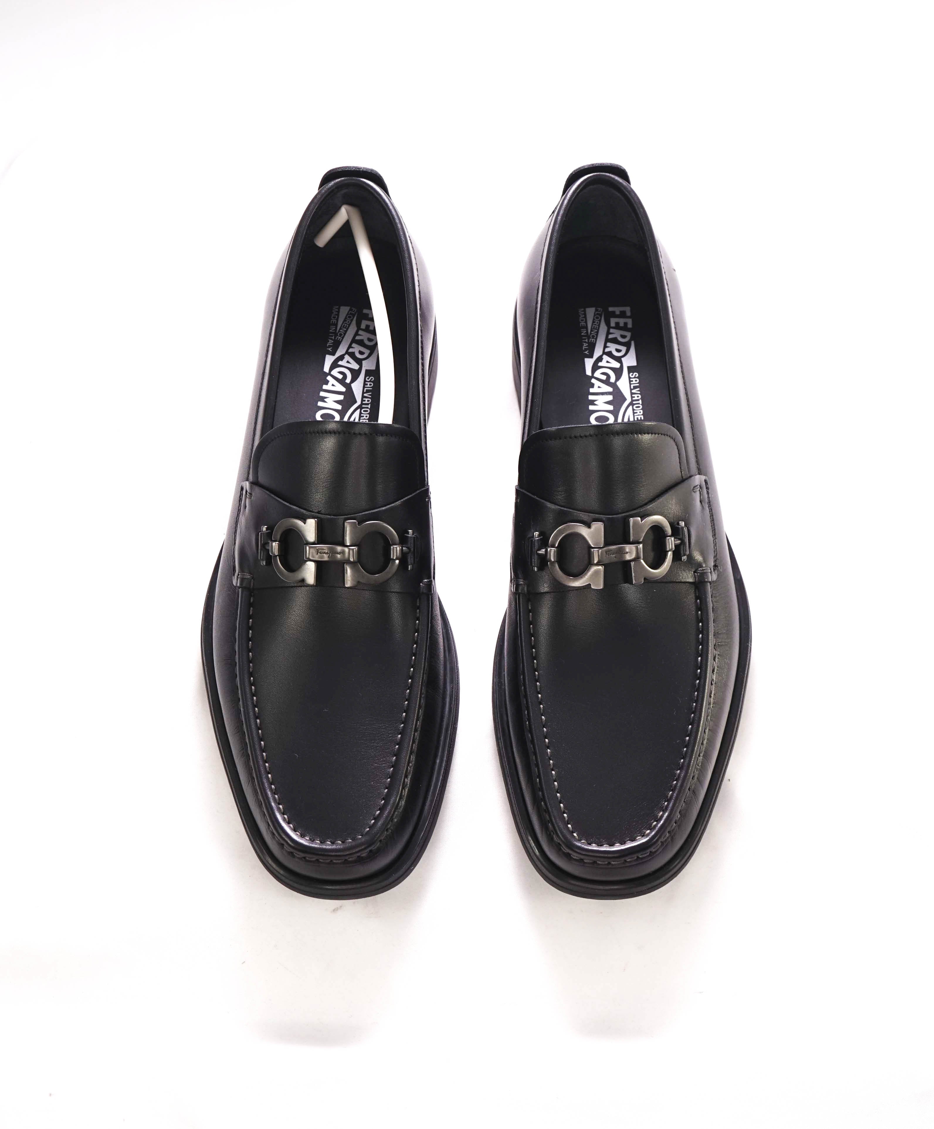 SALVATORE FERRAGAMO - "DAVID" Black Lug Sole Gancini Loafer - 11.5 D US