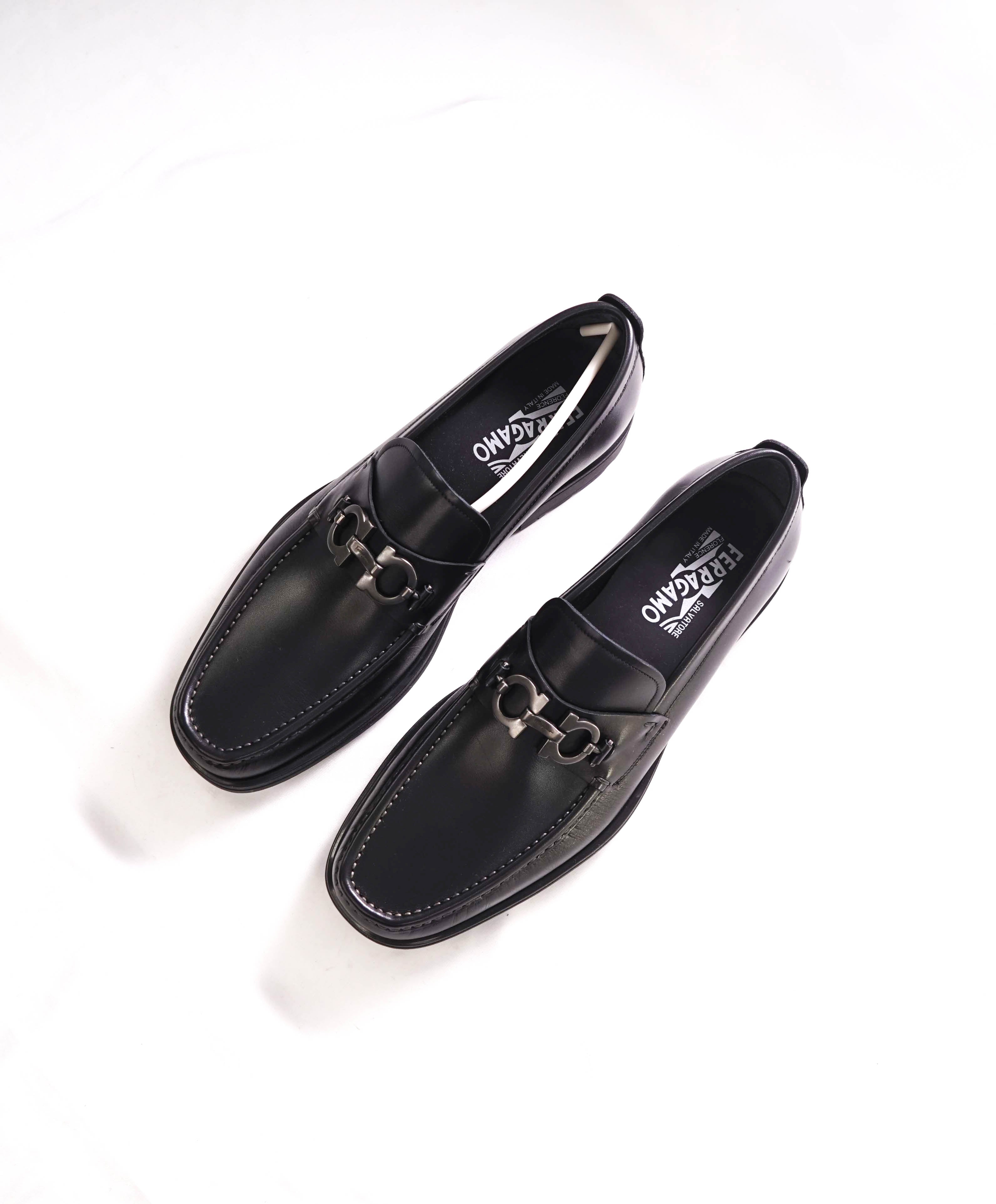 SALVATORE FERRAGAMO - "DAVID" Black Lug Sole Gancini Loafer - 11.5 D US