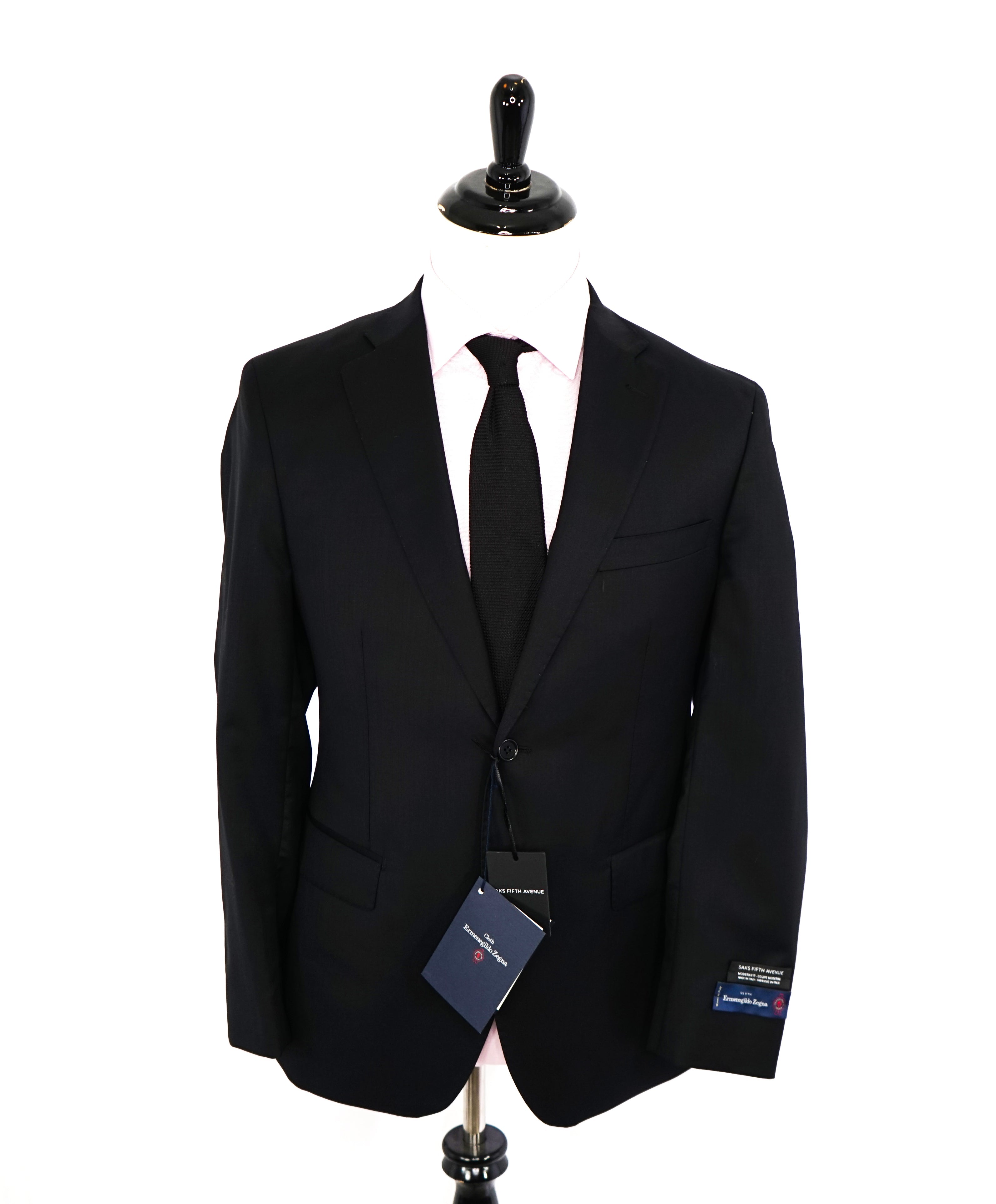 ERMENEGILDO ZEGNA - By SAKS FIFTH AVENUE SILK BLEND "Tailored" Black Suit - 46R 42W