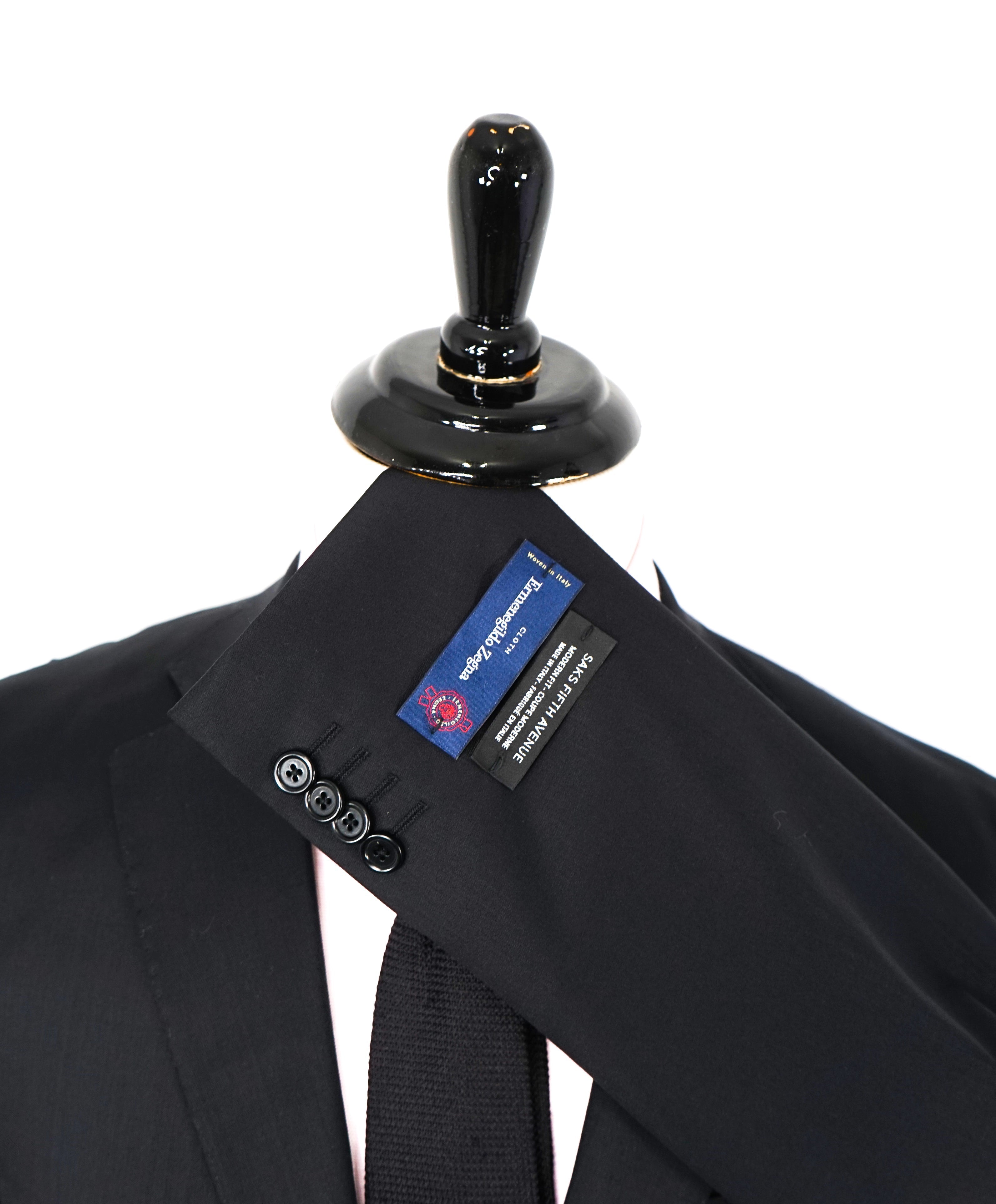 ERMENEGILDO ZEGNA - By SAKS FIFTH AVENUE SILK BLEND "Tailored" Black Suit - 46R 42W