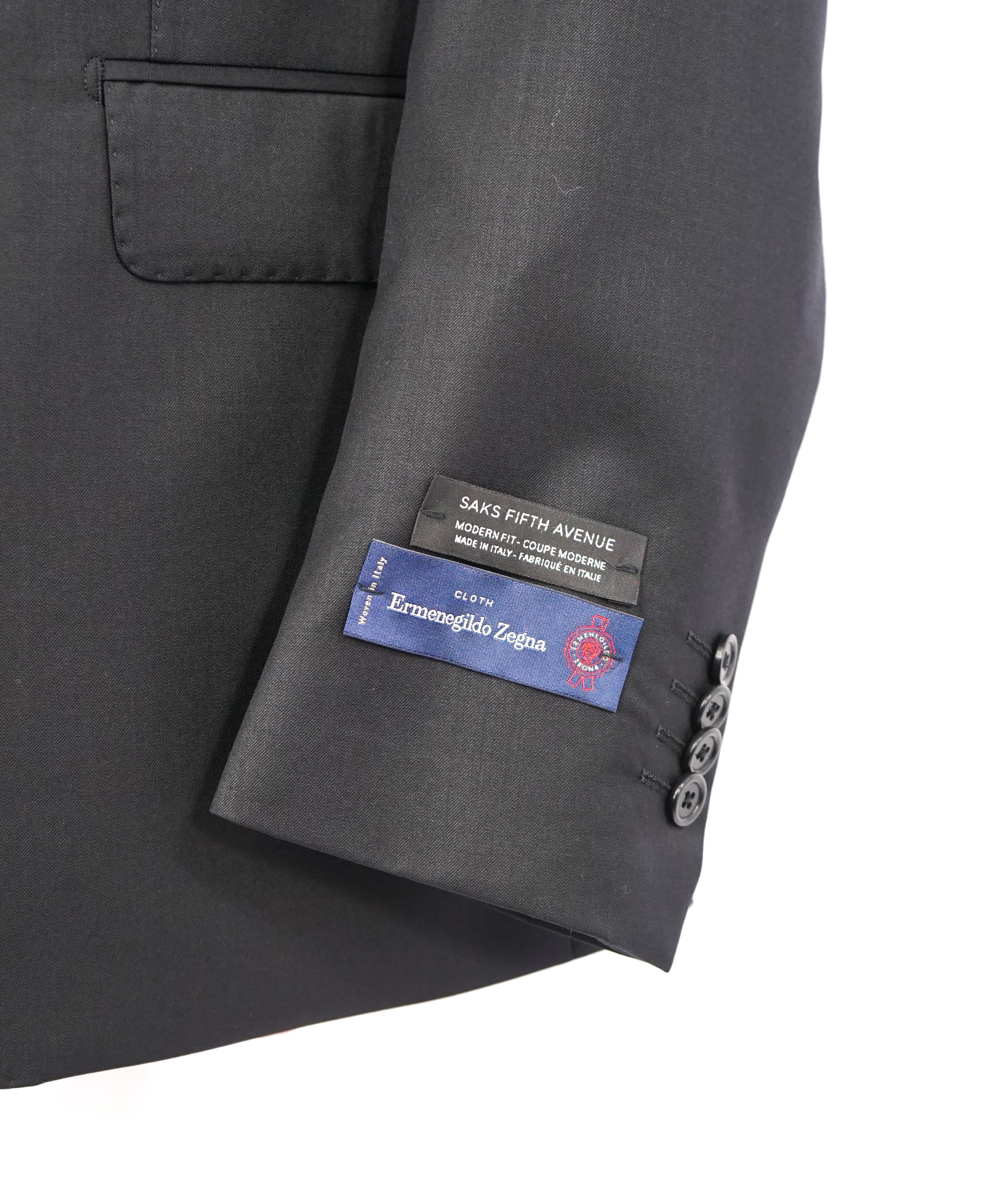 ERMENEGILDO ZEGNA - By SAKS FIFTH AVENUE SILK BLEND "Tailored" Black Suit - 46R 42W