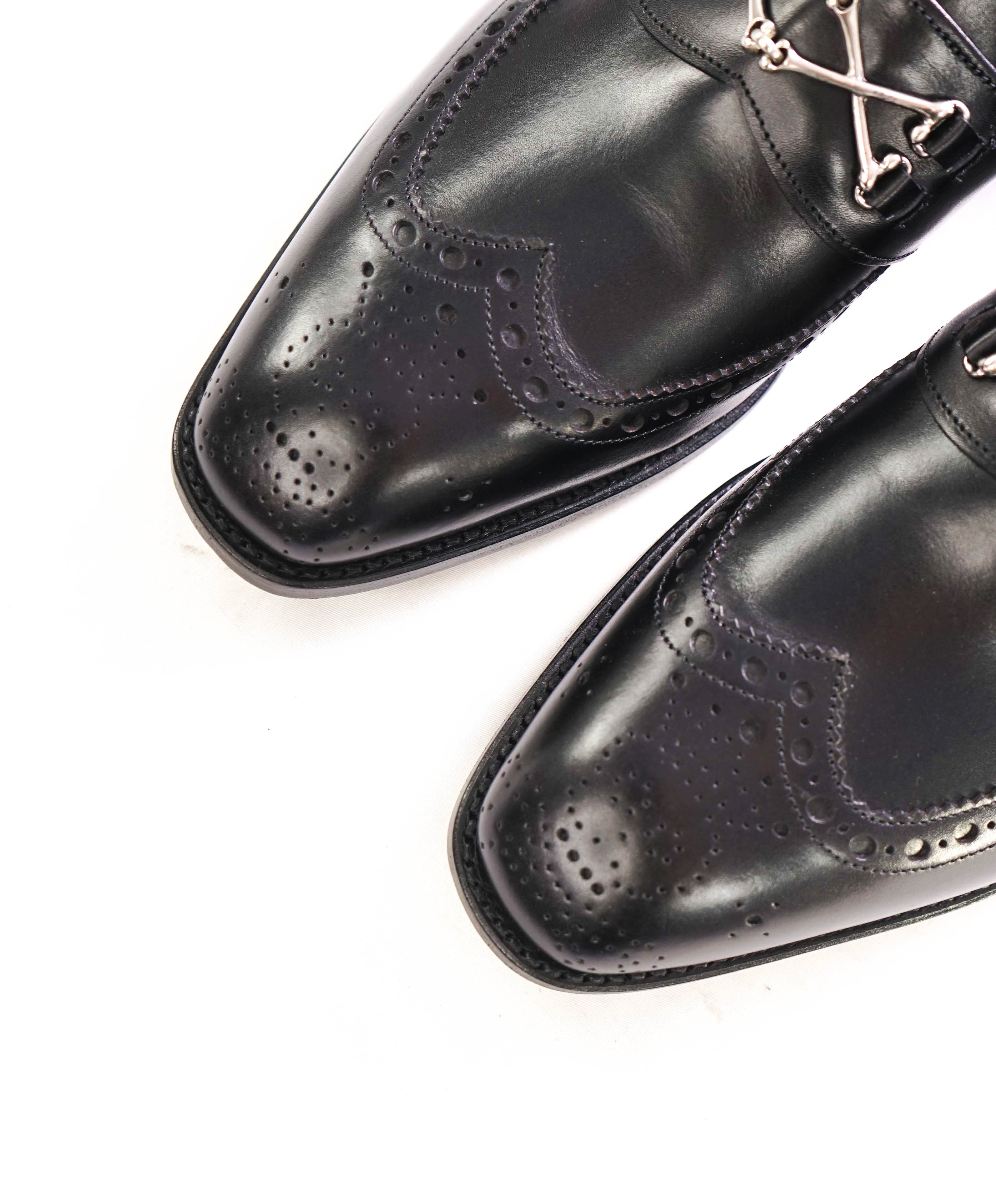 $875 BARKER BLACK - "WOLFE WINGTIP" Iconic Black Logo Loafer - 9.5US (8.5 UK)