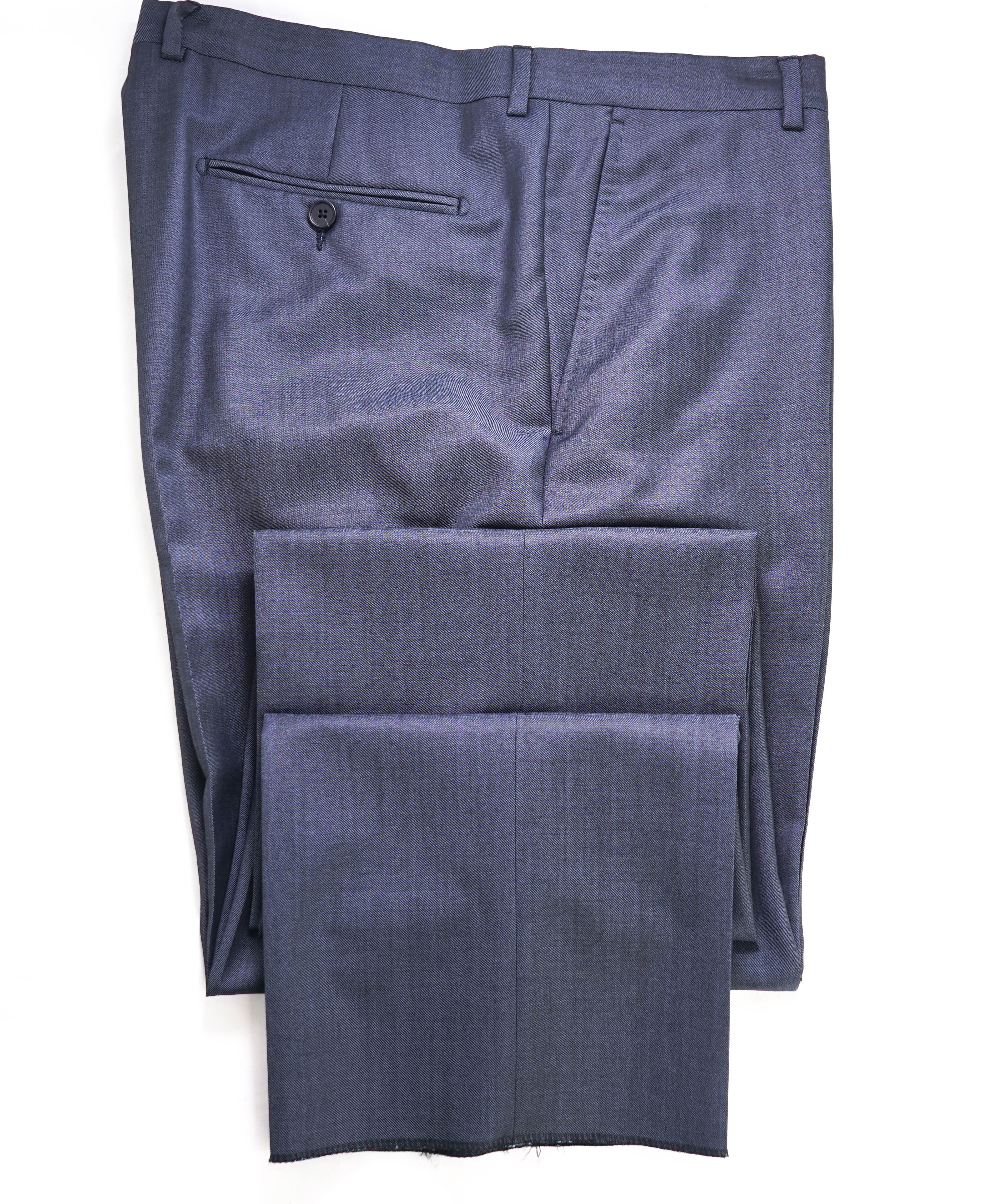 Z ZEGNA - Blue Sharkskin "REGULAR" Flat Front Dress Pants - 35W