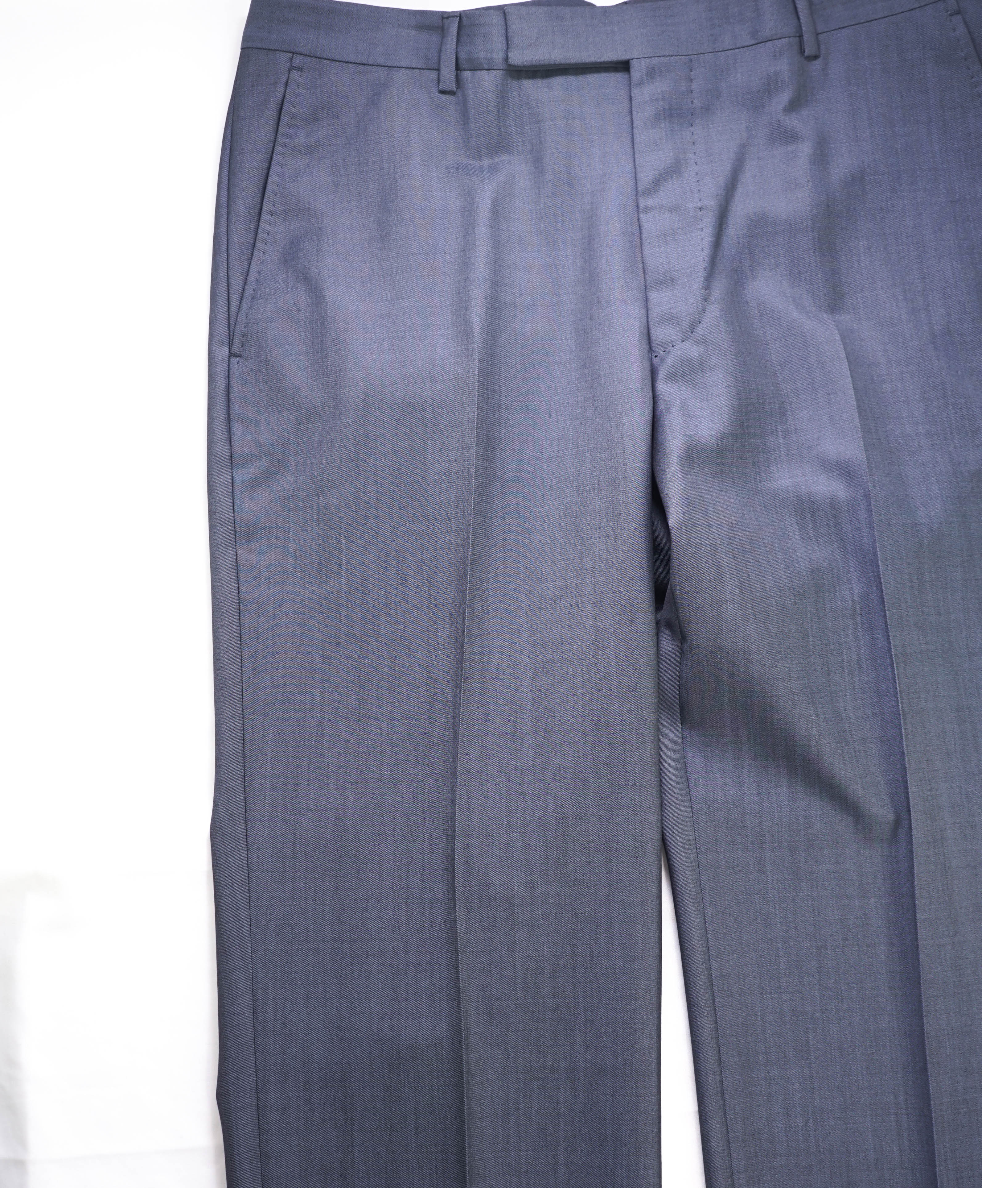 Z ZEGNA - Blue Sharkskin "REGULAR" Flat Front Dress Pants - 35W