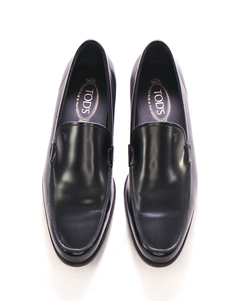 TOD’S - “Boston” Black Logo Embossed Smooth Vamp Loafers - 11 US (10 Tod's)