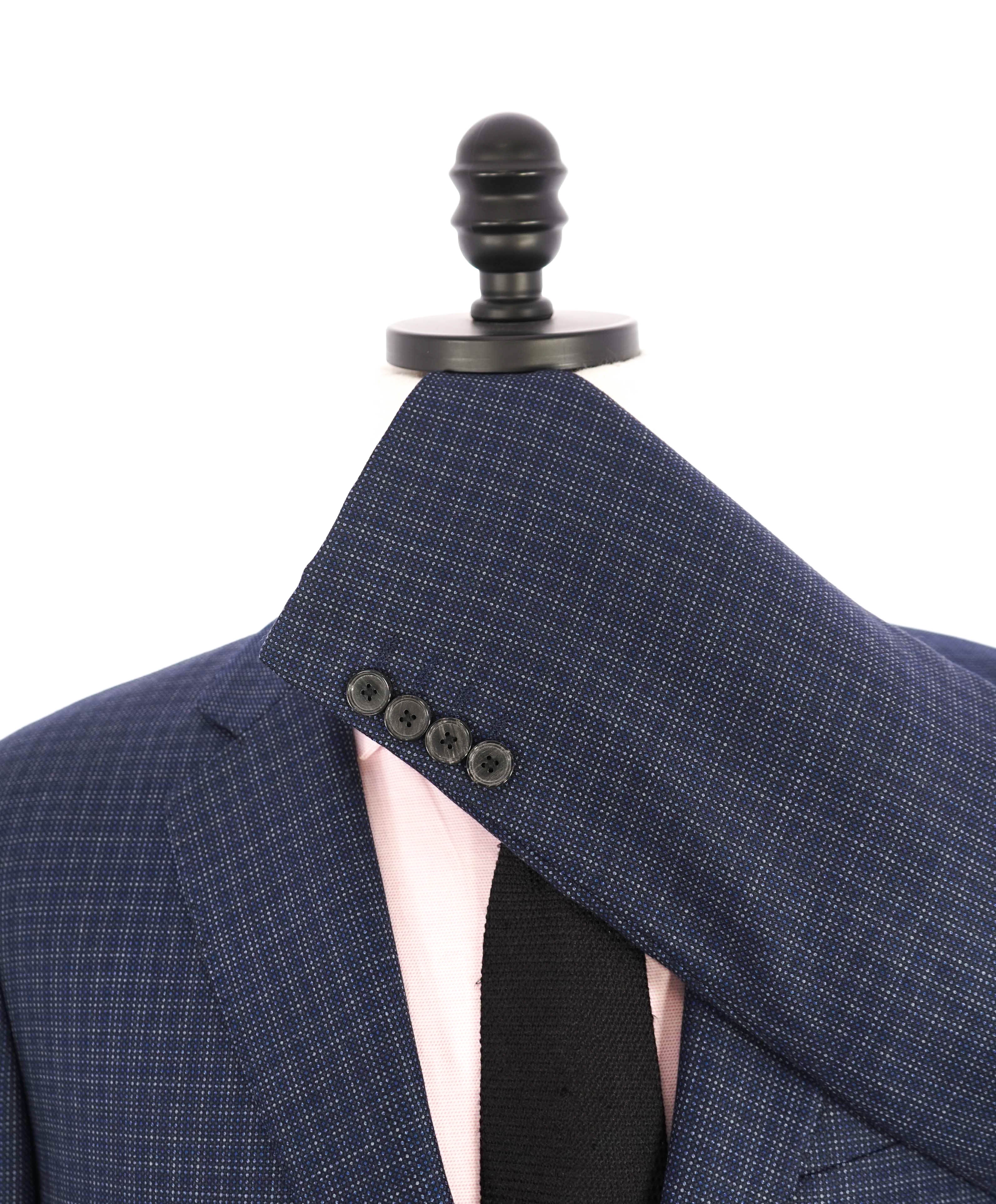 $1,595 EMPORIO ARMANI- Blue *130's G lIne* Pin-dot Check Blazer - 42S