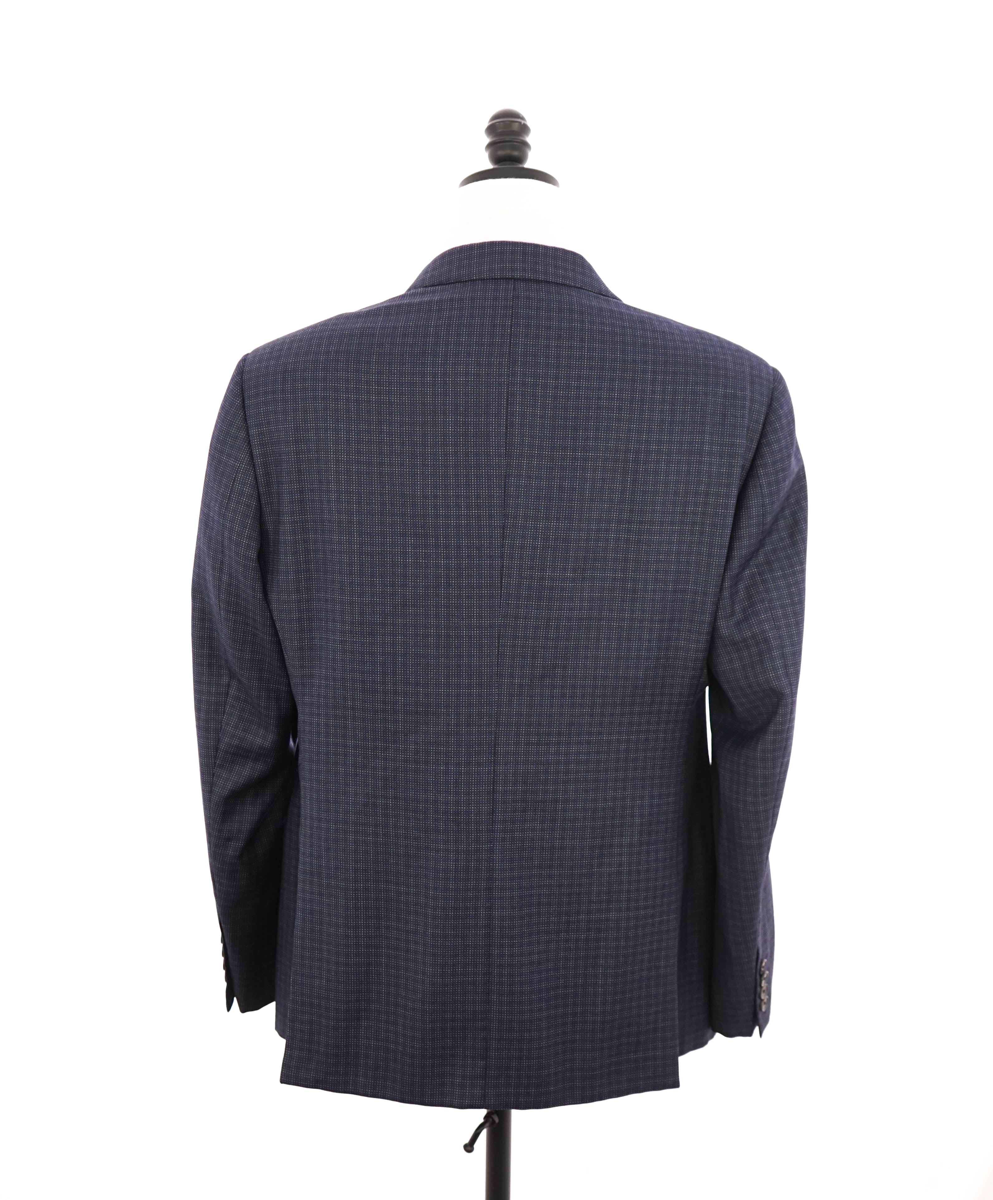 $1,595 EMPORIO ARMANI- Blue *130's G lIne* Pin-dot Check Blazer - 42S