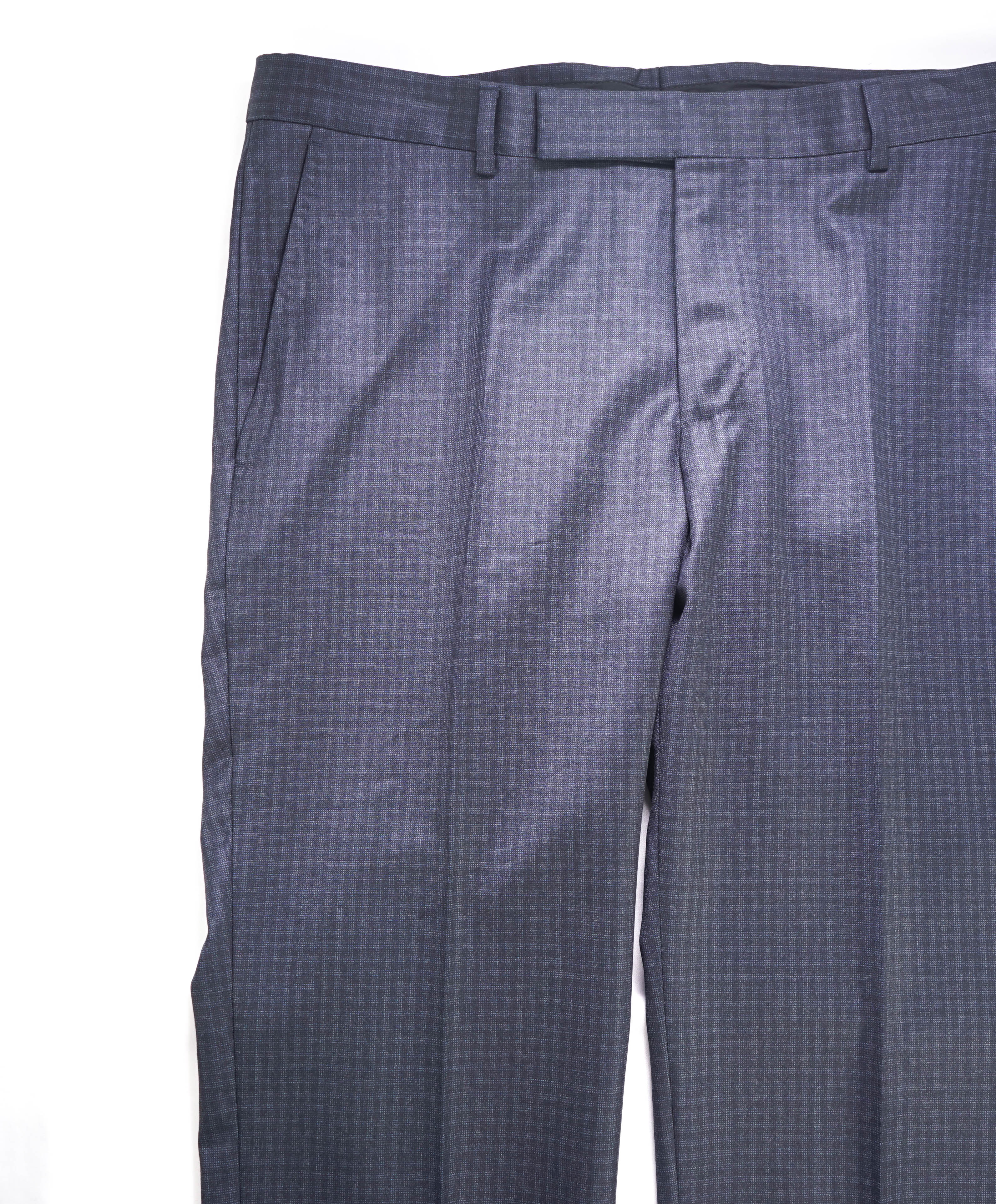 Z ZEGNA - *CLOSET STAPLE* Gray Check "SLIM" Flat Front Dress Pants - 34W