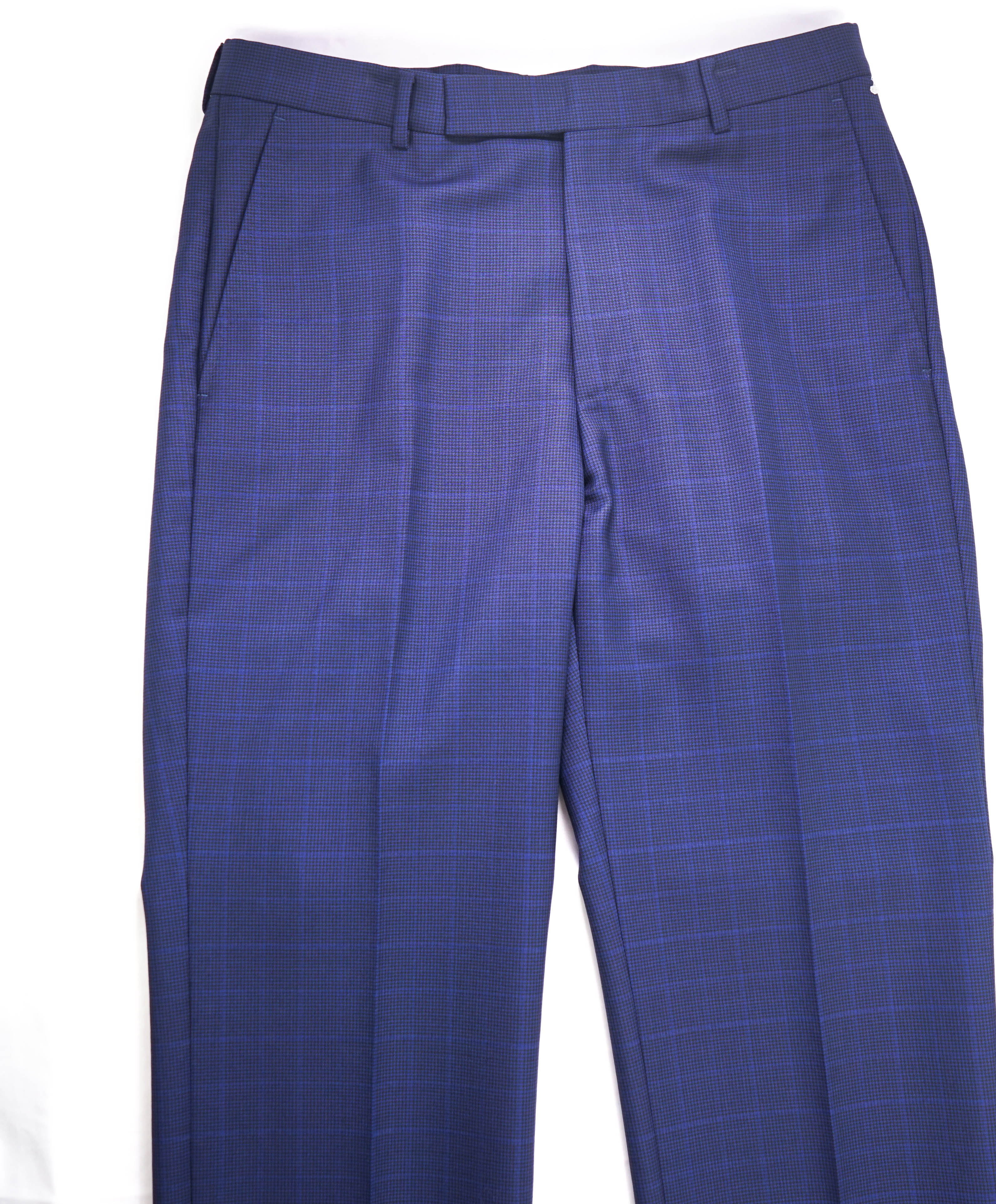 Z ZEGNA - Bold Blue Check "REGULAR" Flat Front Dress Pants - 32W