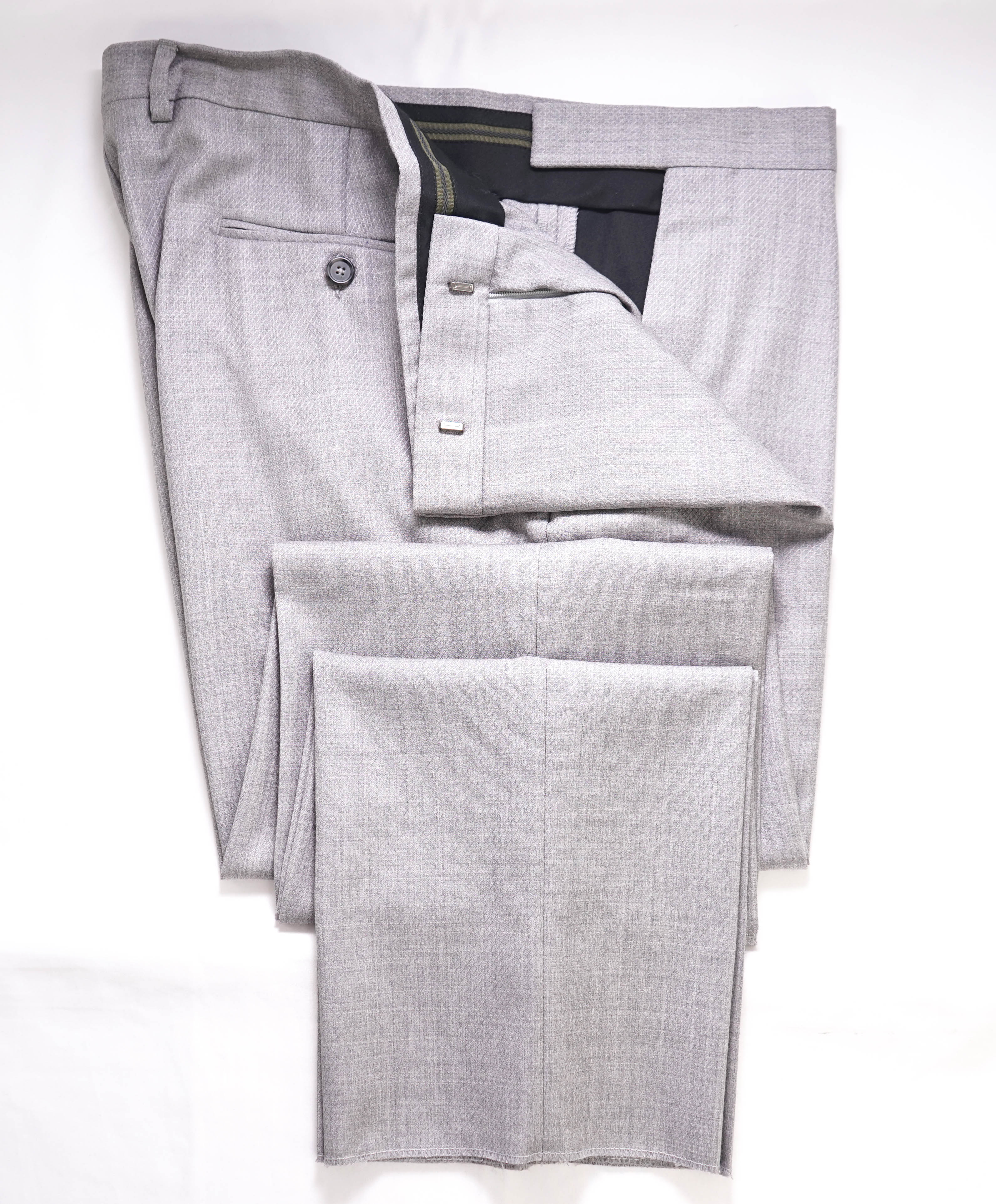 Z ZEGNA - Diamond Print Geometric "SLIM" Flat Front Dress Pants - 37W