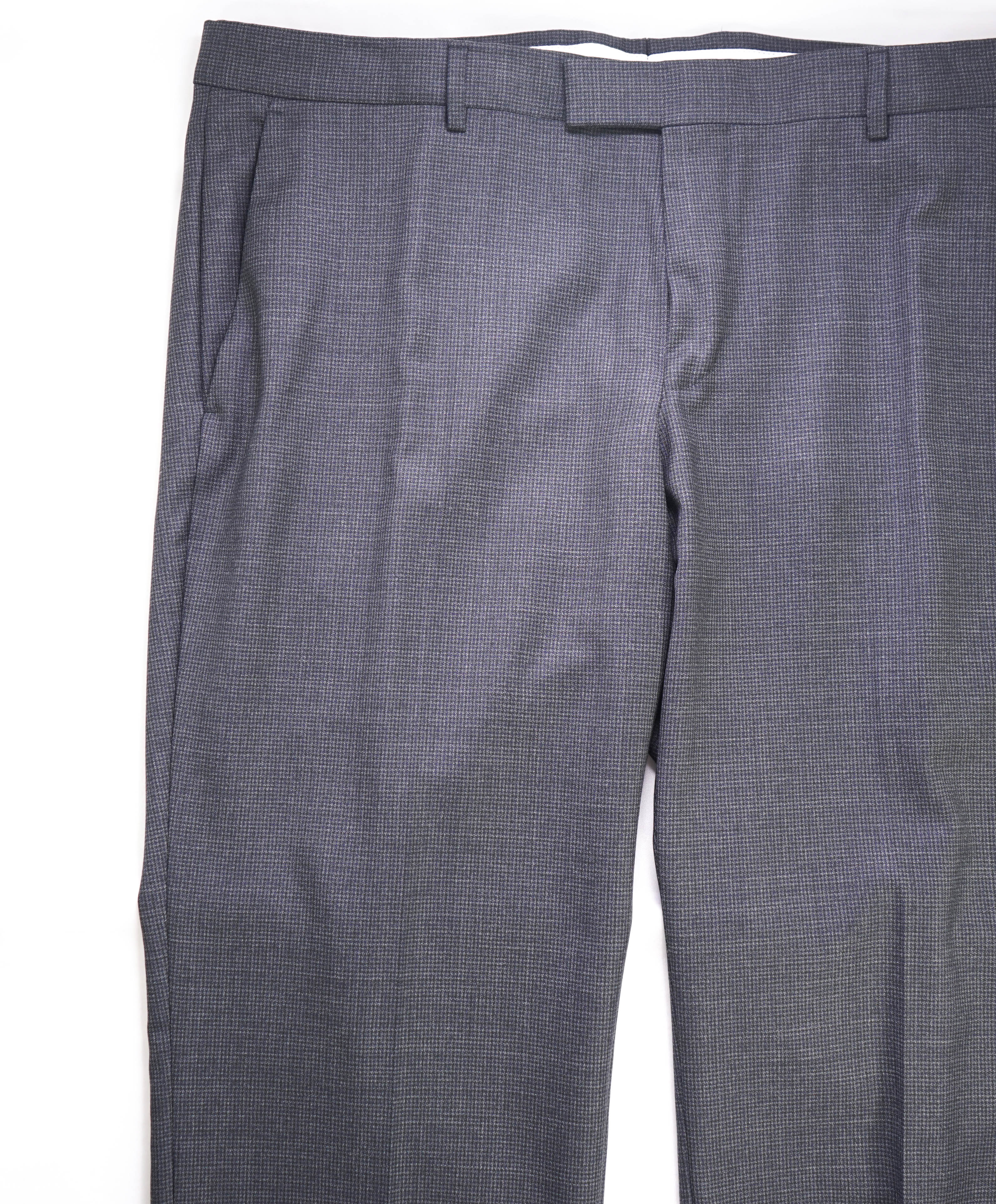 Z ZEGNA - Micro Houndstooth Blk/Gray "SLIM" Flat Front Dress Pants - 39W