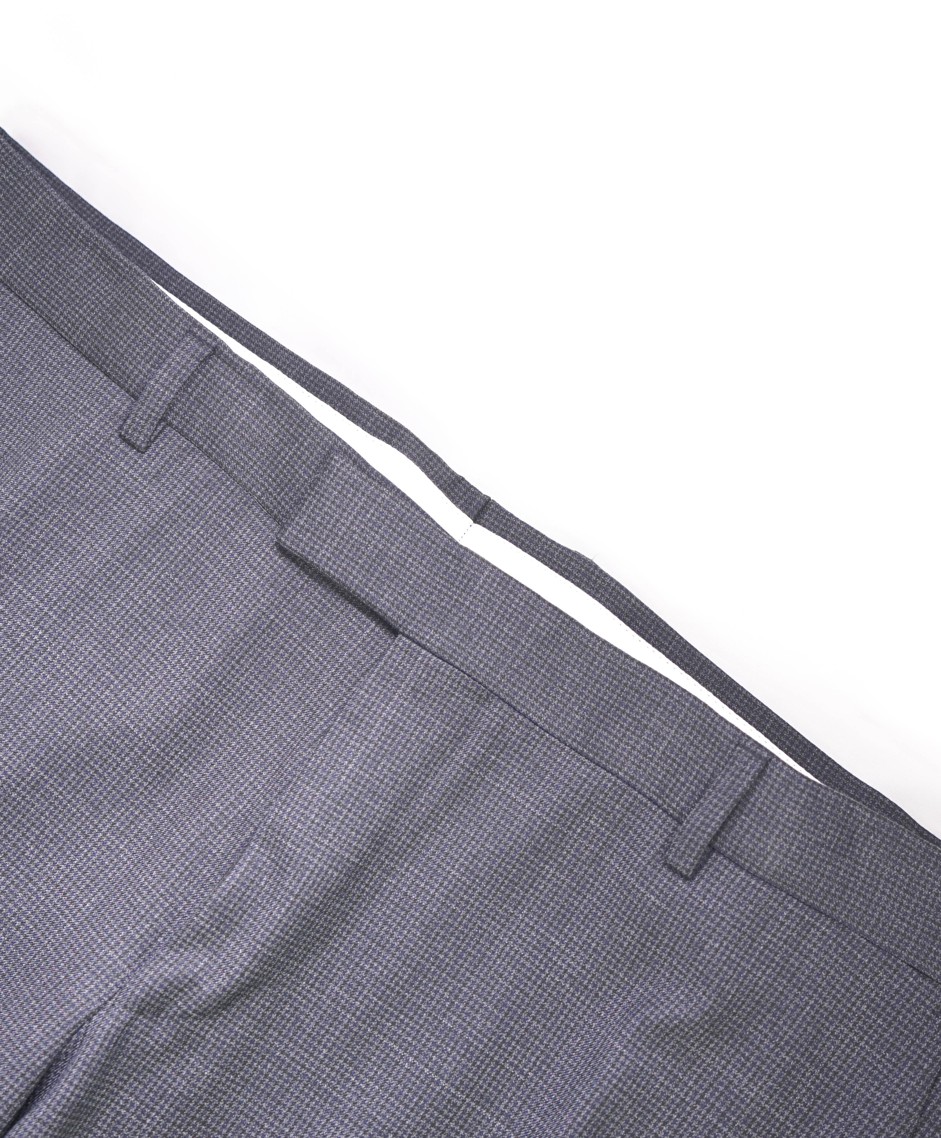 Z ZEGNA - Micro Houndstooth Blk/Gray "SLIM" Flat Front Dress Pants - 39W