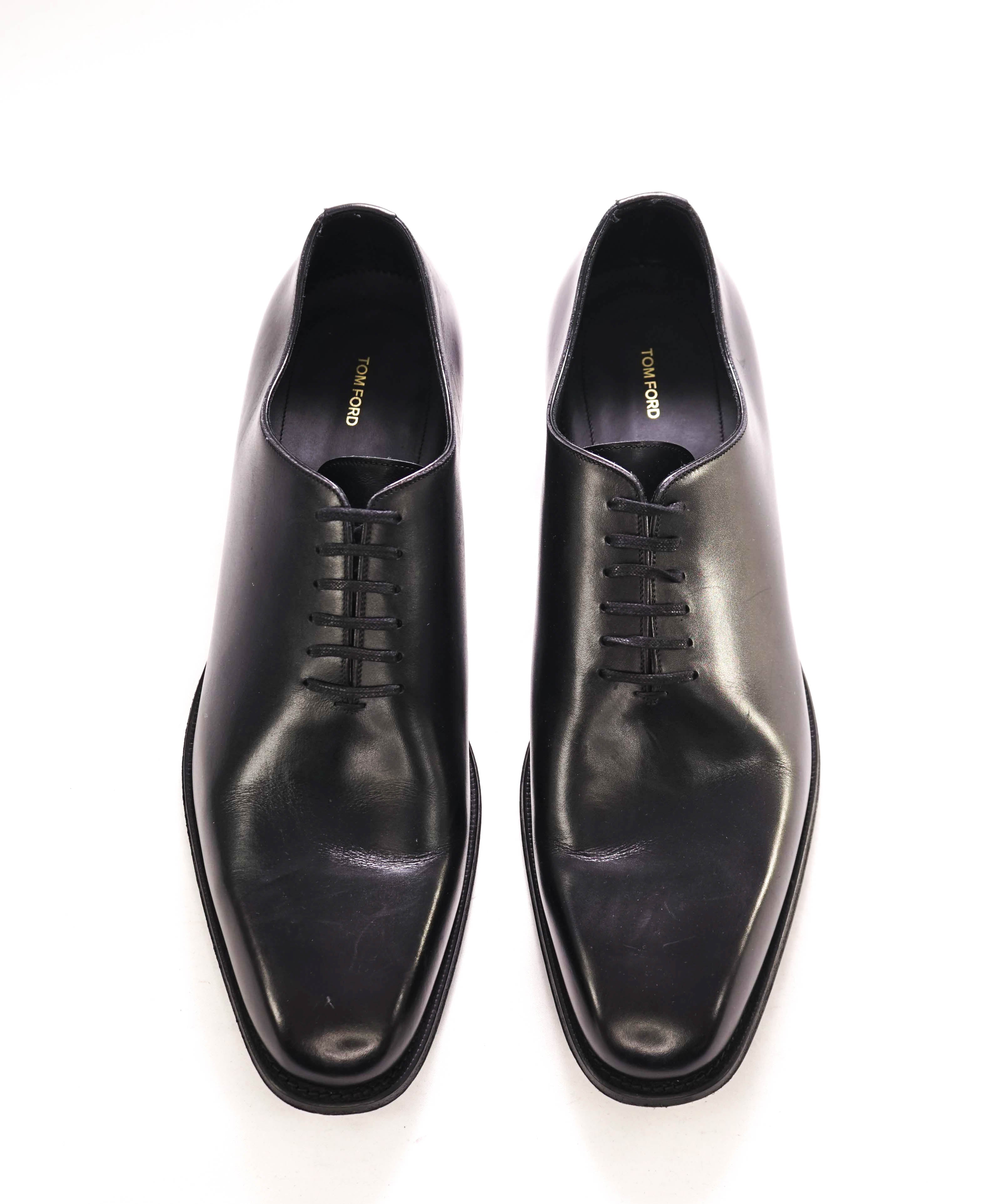 $1,890 TOM FORD - "ELKAN" Black Leather WHOLECUT Oxfords - 13.5 US (13 TF)