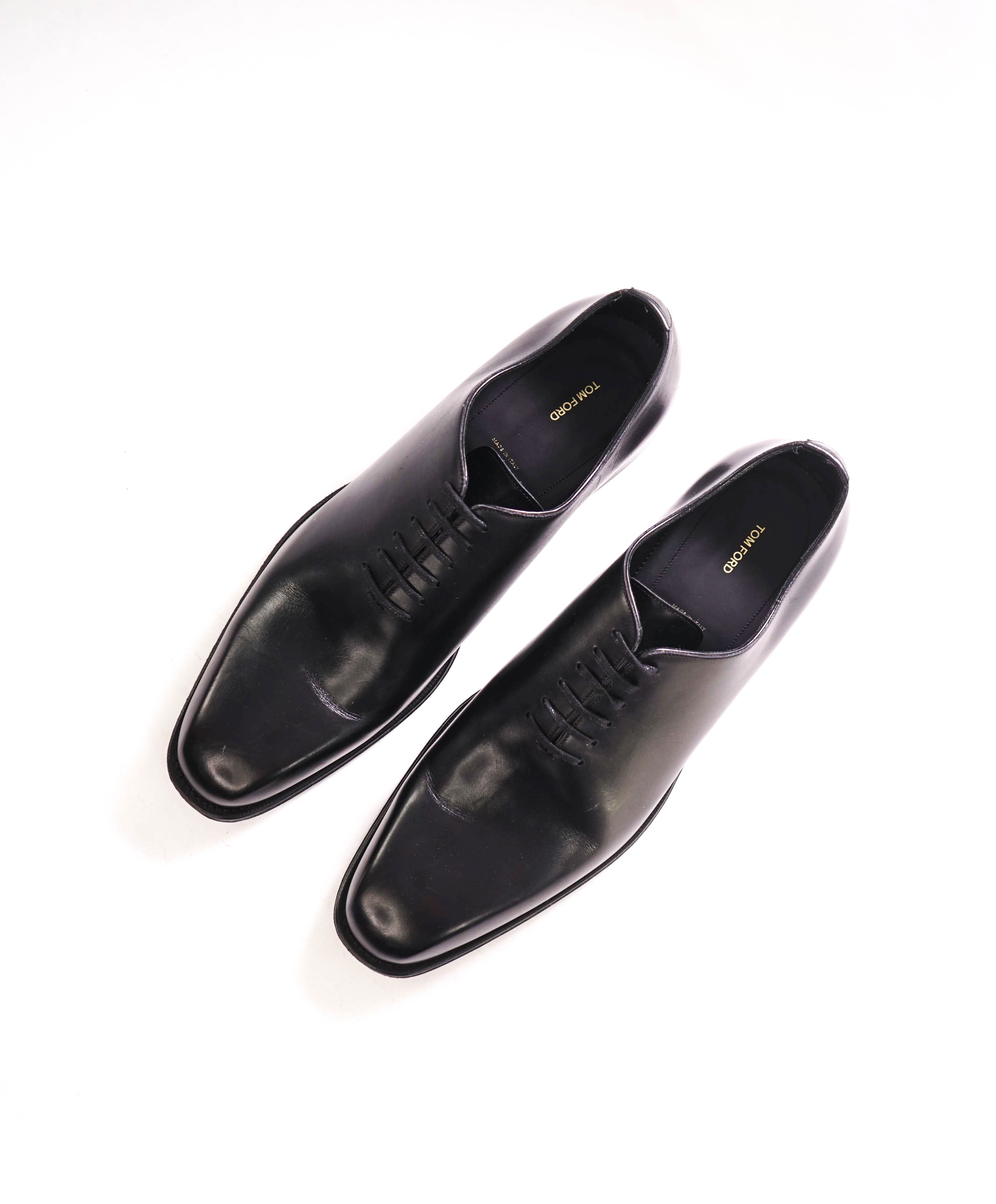 $1,890 TOM FORD - "ELKAN" Black Leather WHOLECUT Oxfords - 13.5 US (13 TF)