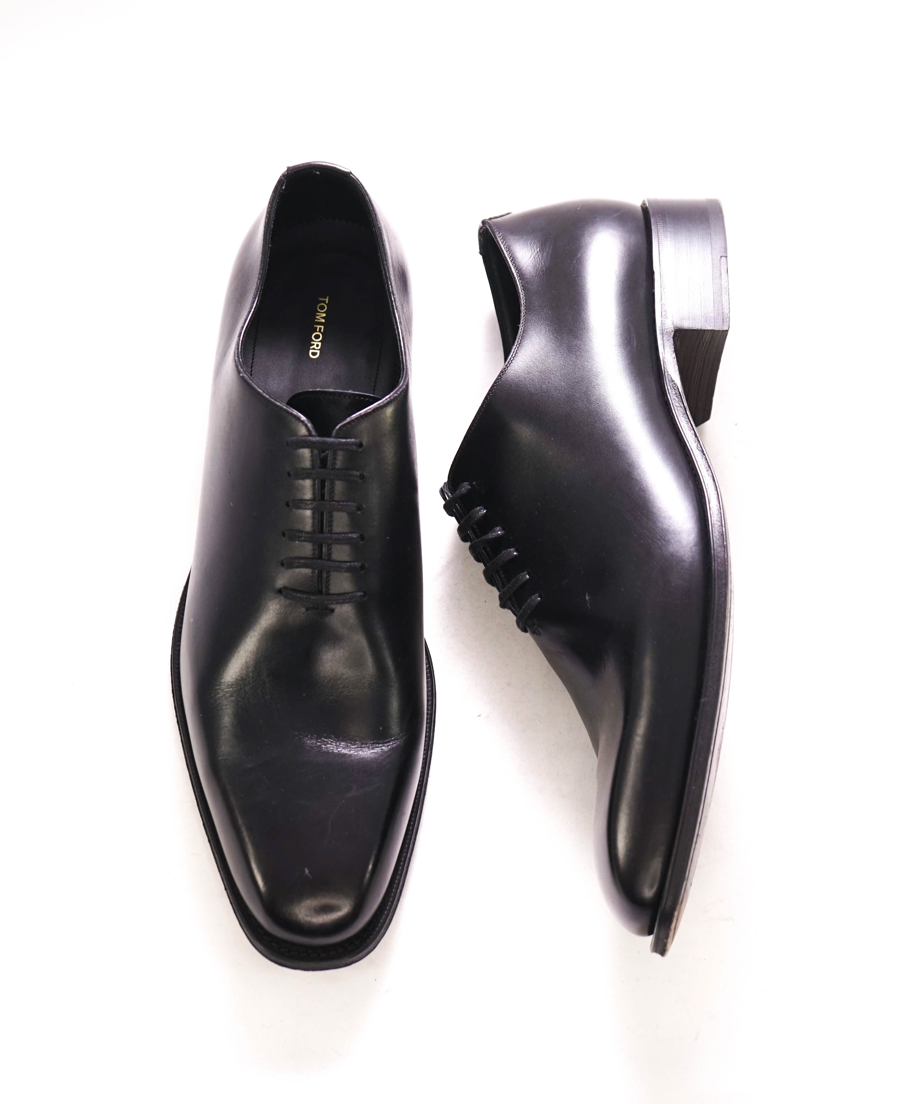 $1,890 TOM FORD - "ELKAN" Black Leather WHOLECUT Oxfords - 10.5 US (10 TF)