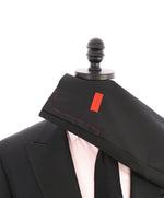 $4,595 ISAIA - "AQUASPIDER" Satin PEAK LAPEL Black Wool Tuxedo - 46R