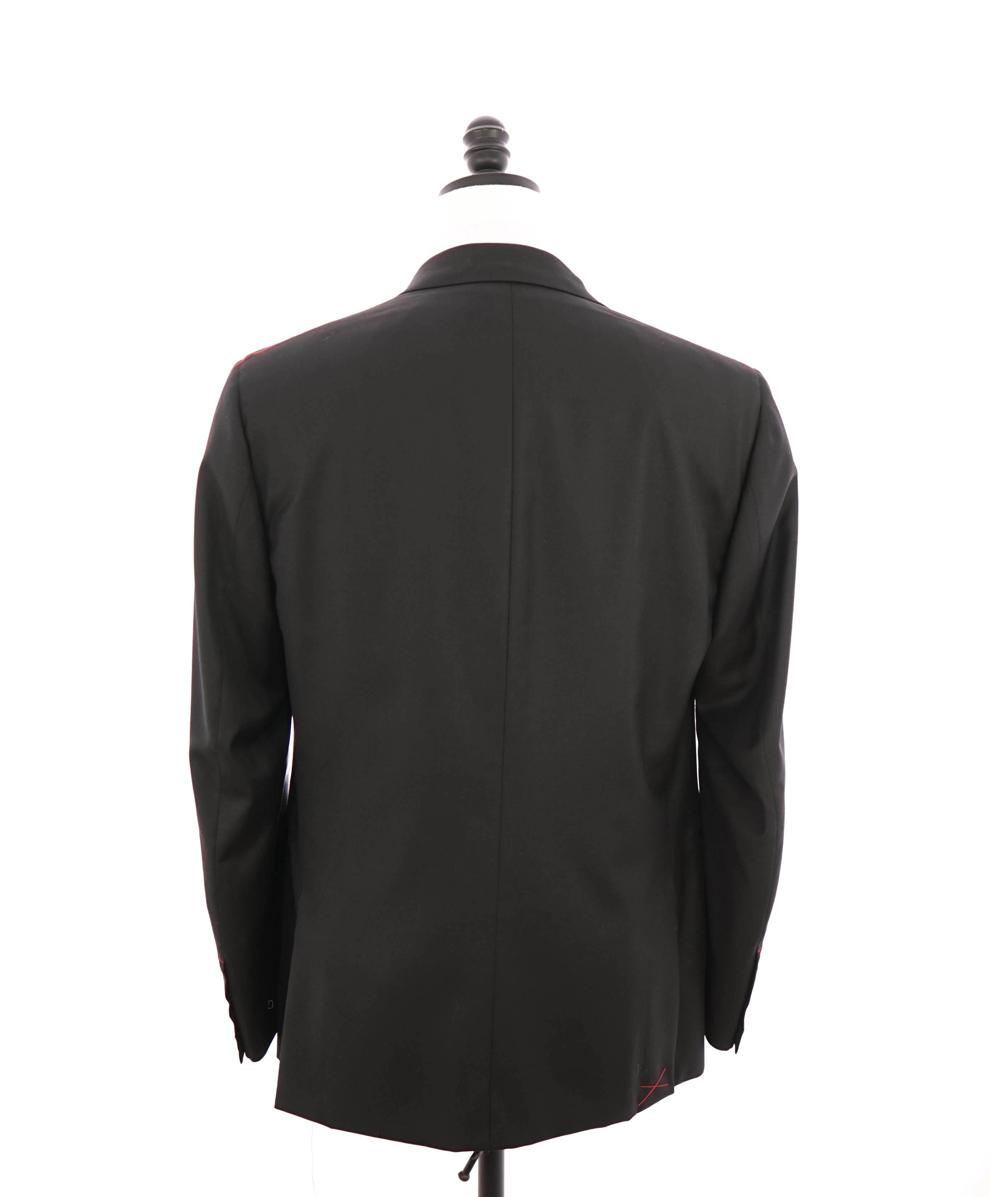 $4,595 ISAIA - "AQUASPIDER" Satin PEAK LAPEL Black Wool Tuxedo - 42L