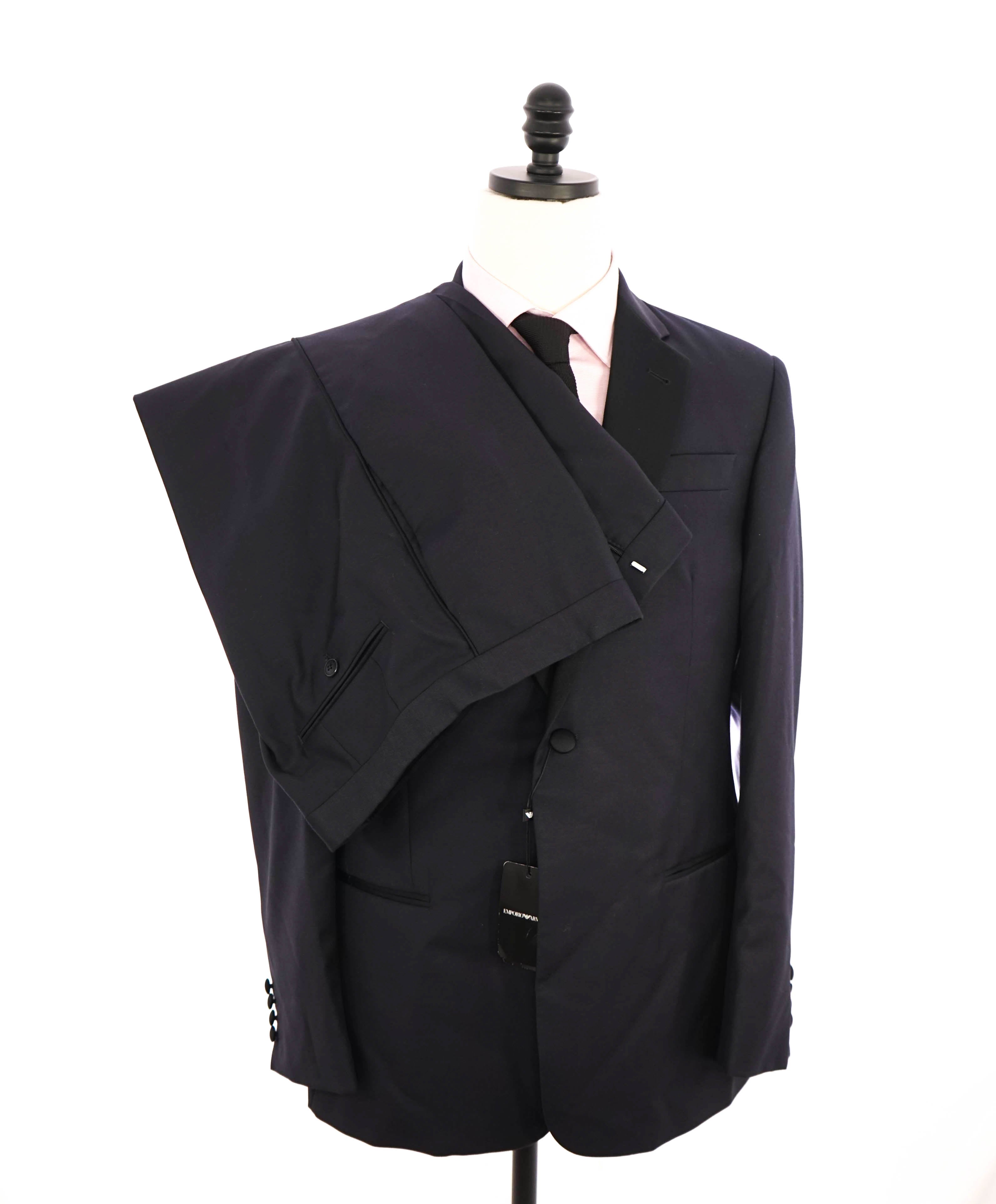 $1,995 EMPORIO ARMANI - “G LINE” NAVY 1-Btn Notch Lapel 130's Tuxedo Suit - 40R