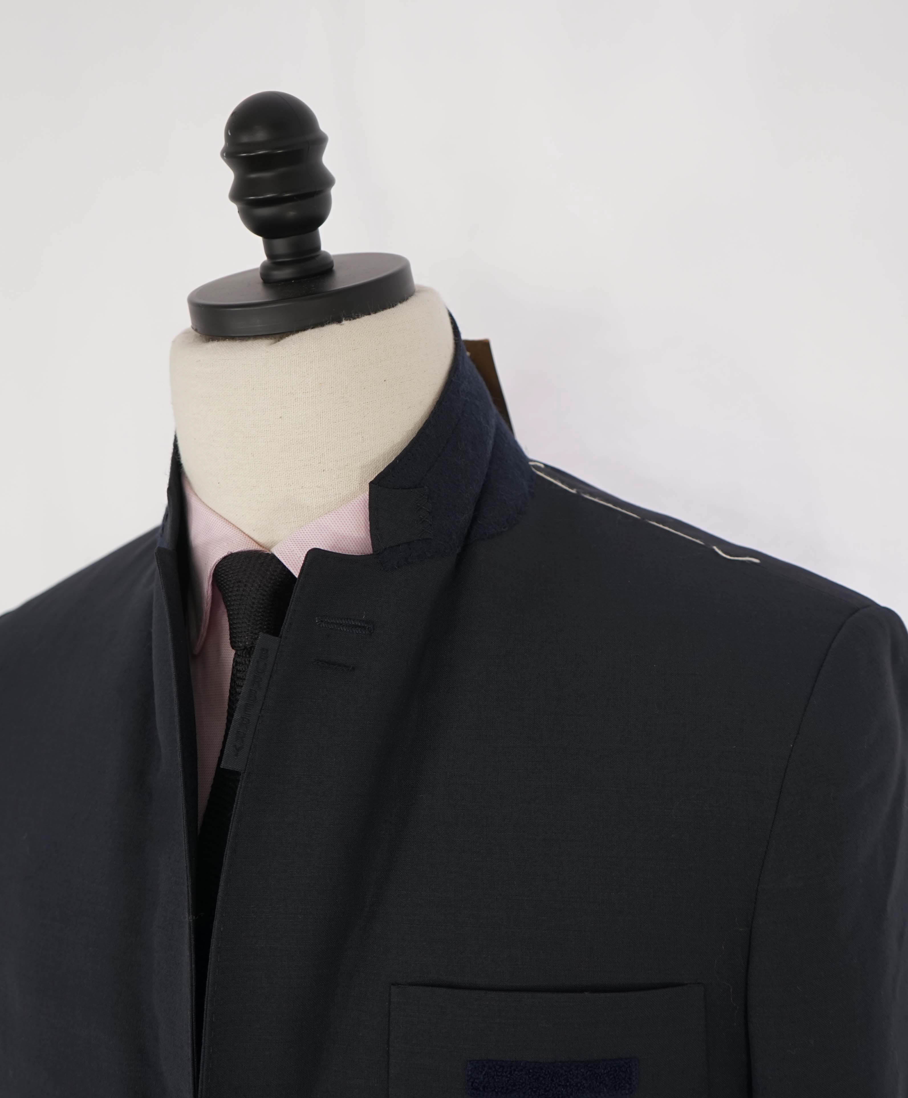 $1,495 BURBERRY - Navy Wool/Mohair LOGO Patch Pocket Blazer - 40R