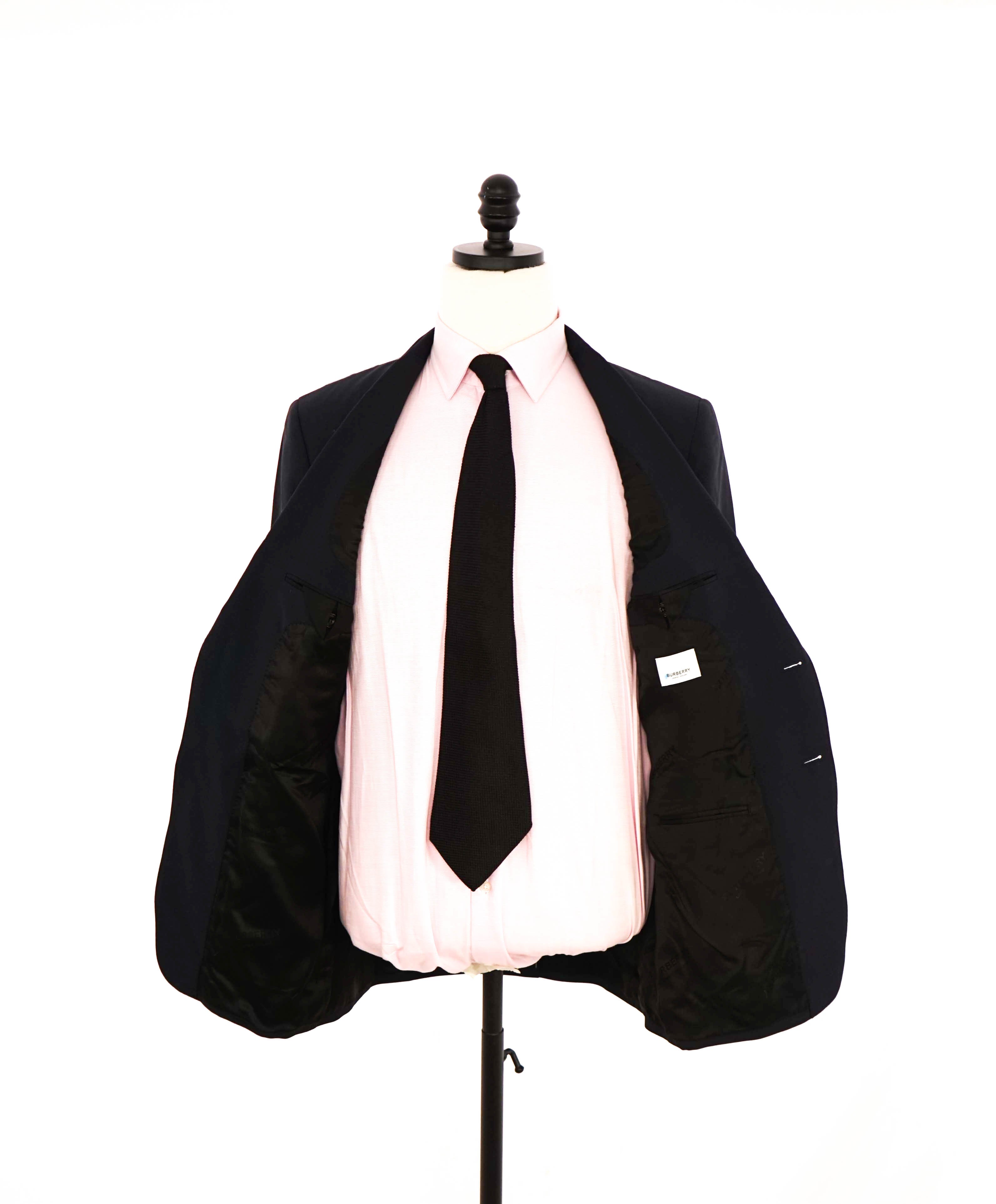 $1,495 BURBERRY - Navy Wool/Mohair LOGO Patch Pocket Blazer - 40R