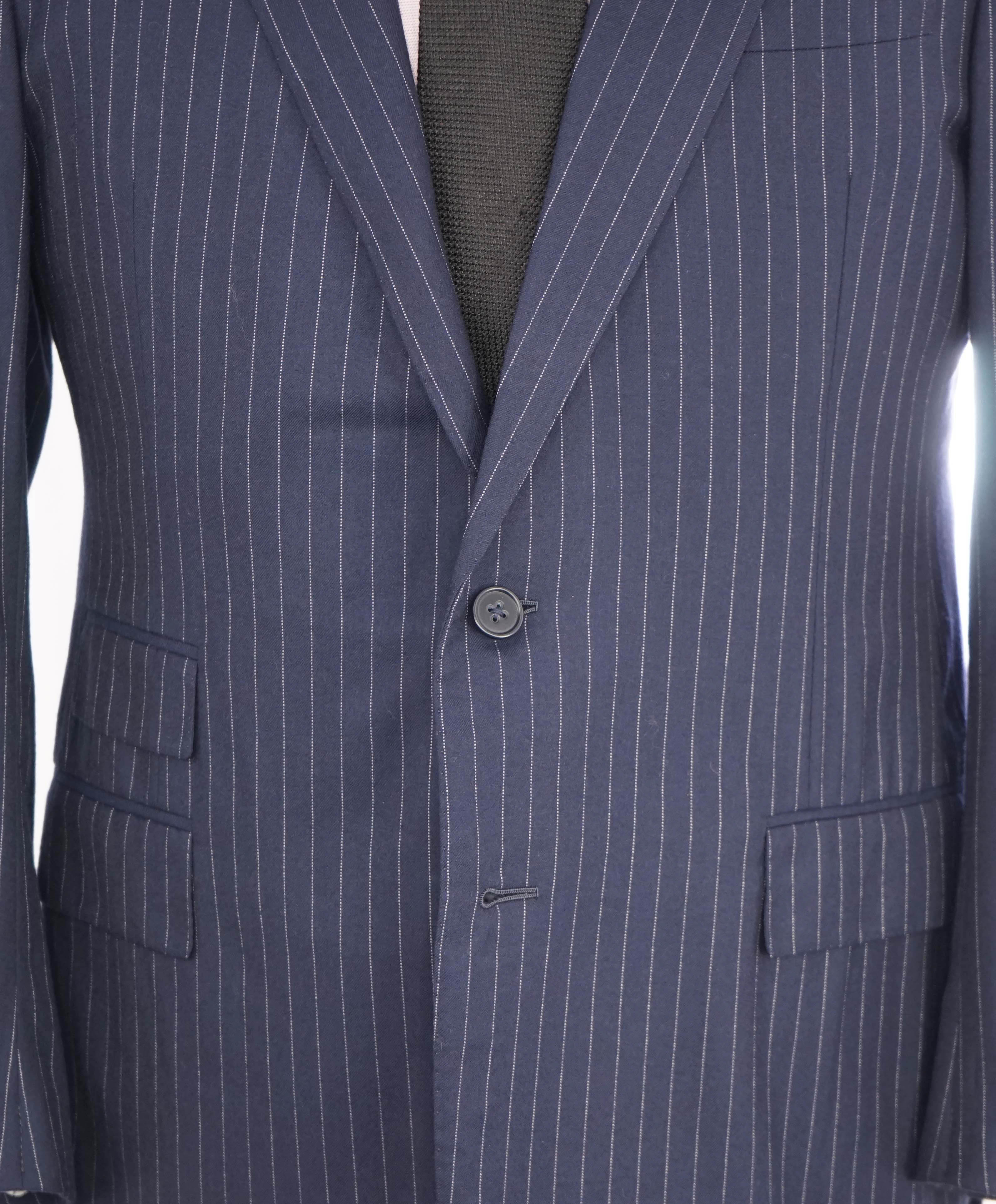 RALPH LAUREN PURPLE LABEL - Blue ICONIC RLPL Chalk Stripe 2-Btn Suit - 40R