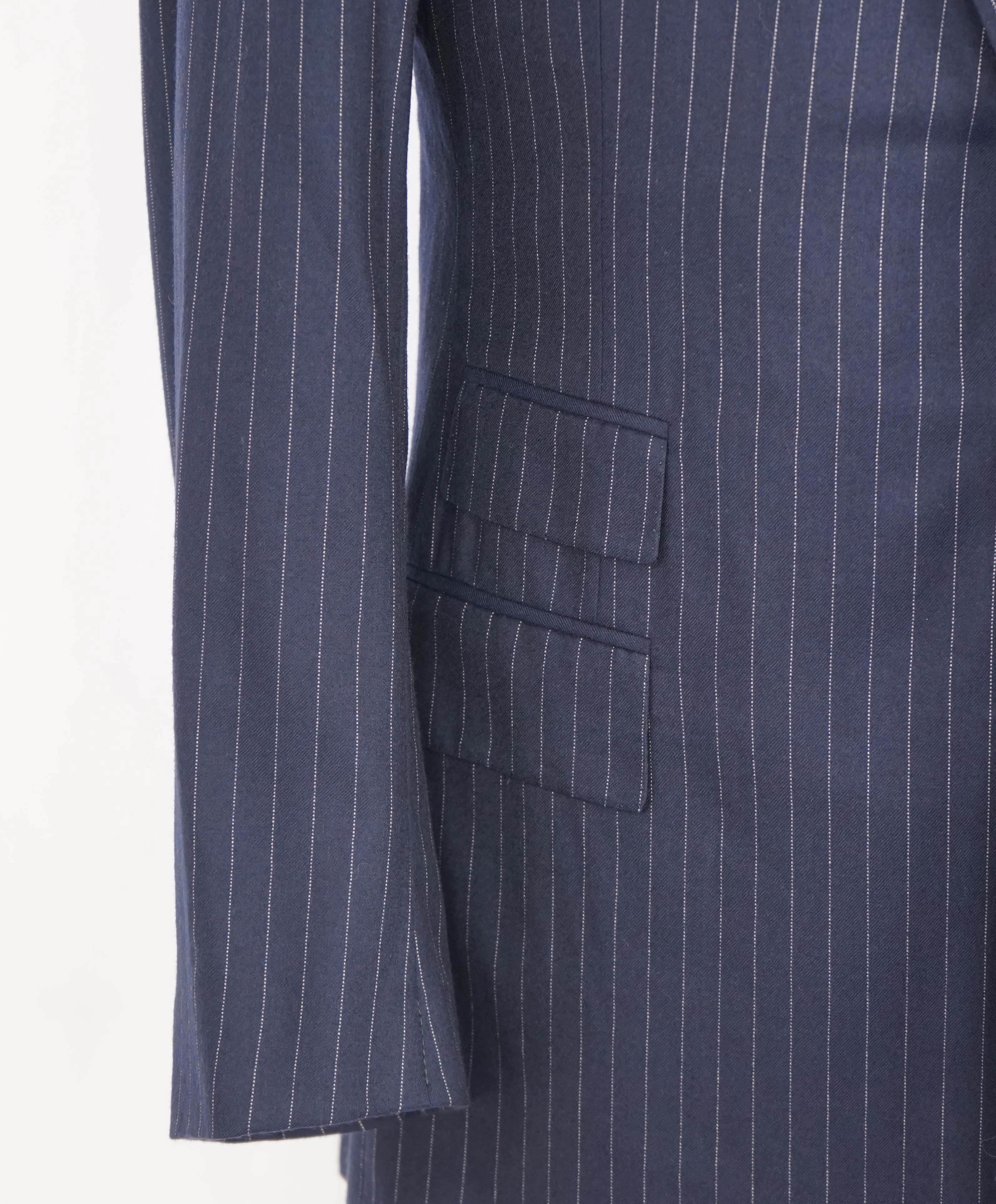 RALPH LAUREN PURPLE LABEL - Blue ICONIC RLPL Chalk Stripe 2-Btn Suit - 40R