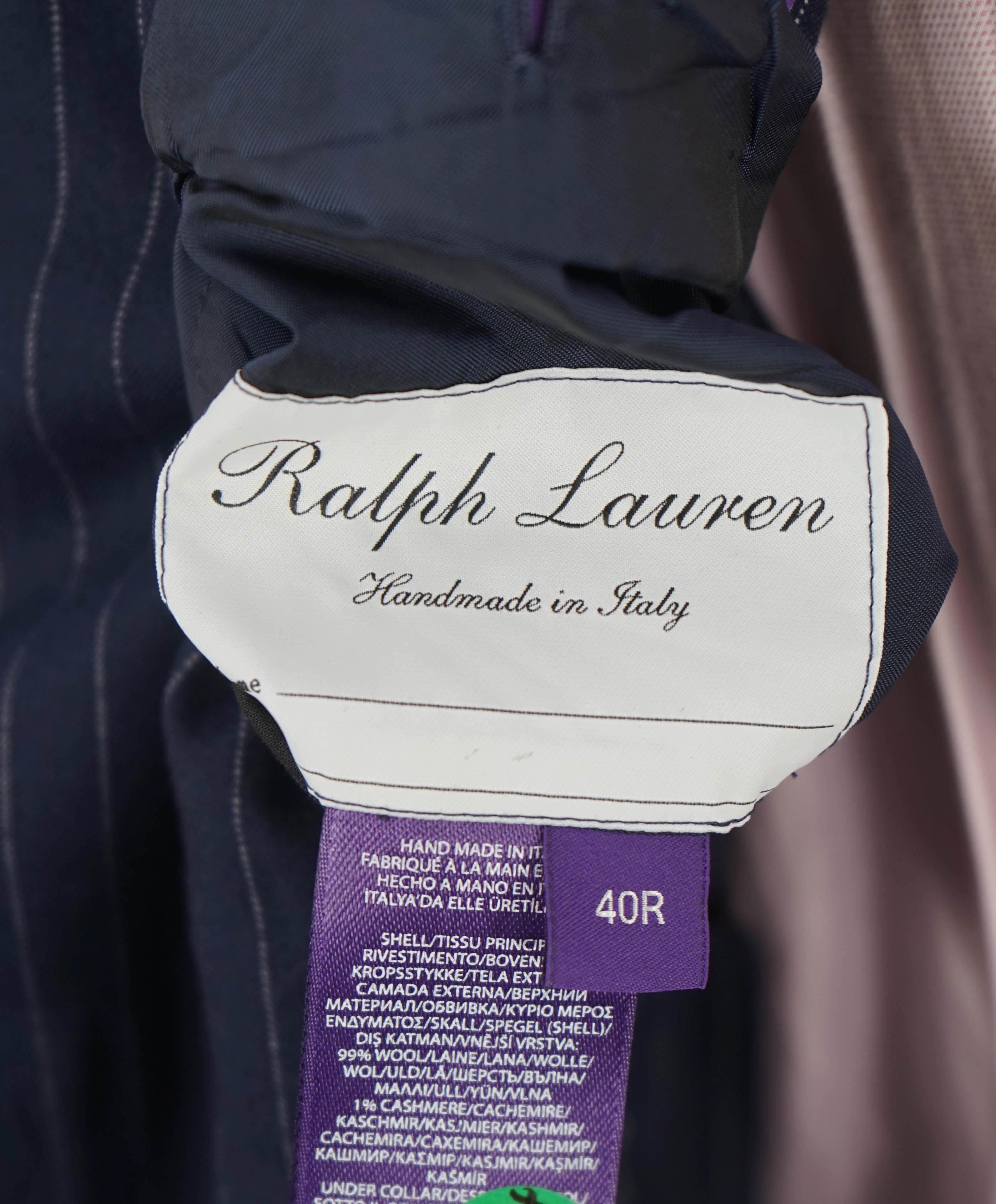 RALPH LAUREN PURPLE LABEL - Blue ICONIC RLPL Chalk Stripe 2-Btn Suit - 40R