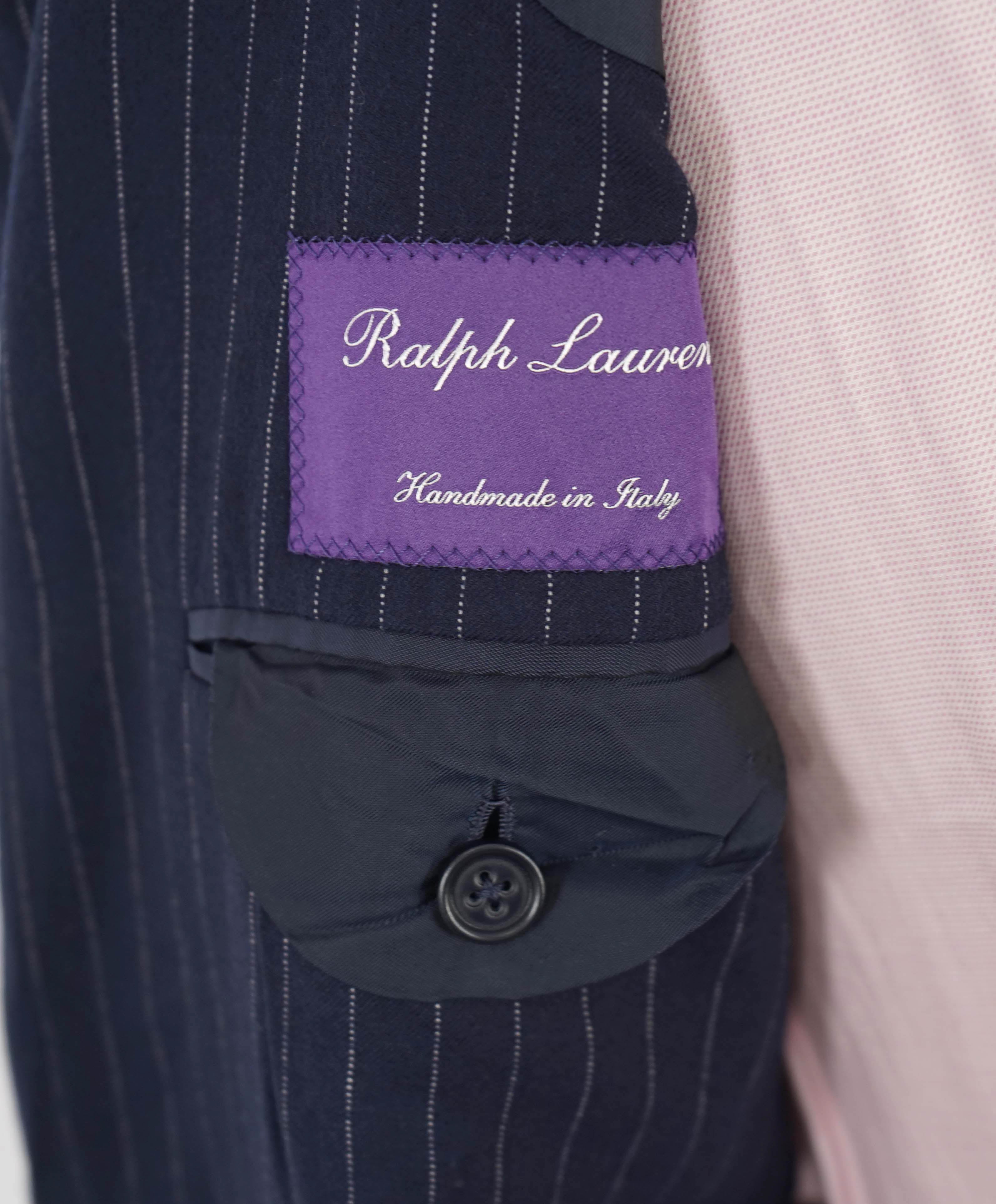 RALPH LAUREN PURPLE LABEL - Blue ICONIC RLPL Chalk Stripe 2-Btn Suit - 40R