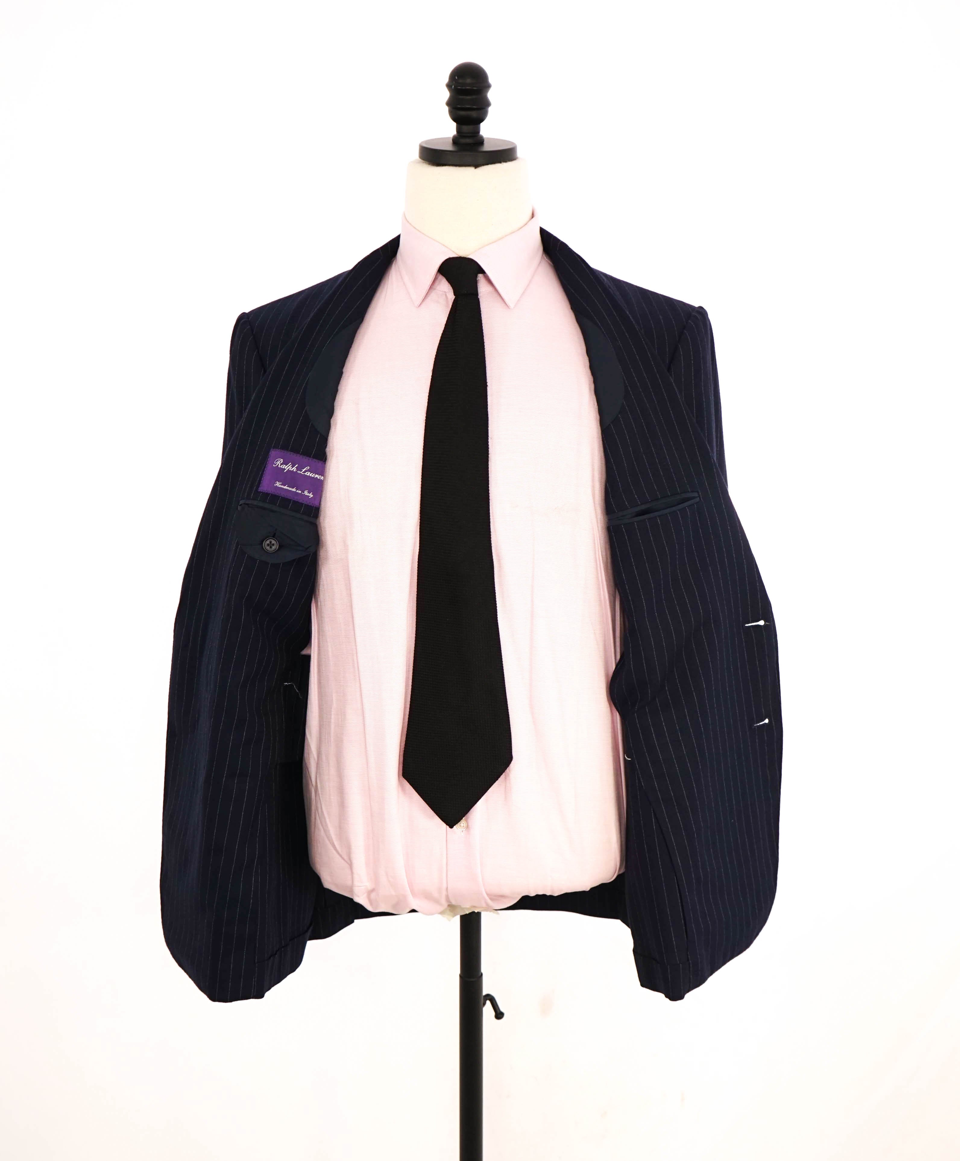 RALPH LAUREN PURPLE LABEL - Blue ICONIC RLPL Chalk Stripe 2-Btn Suit - 40R