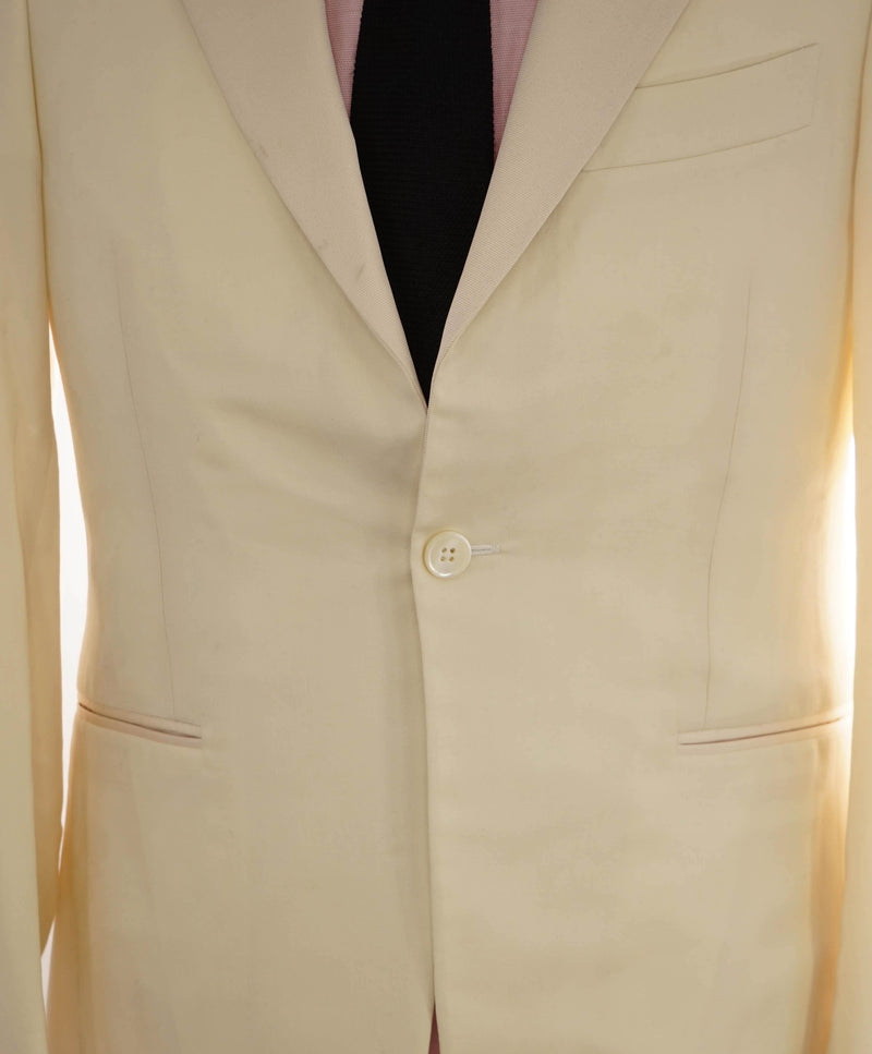 $4,500 ISAIA - Satin PEAK LAPEL Ivory Wool Tuxedo Dinner Jacket Blazer - 36R