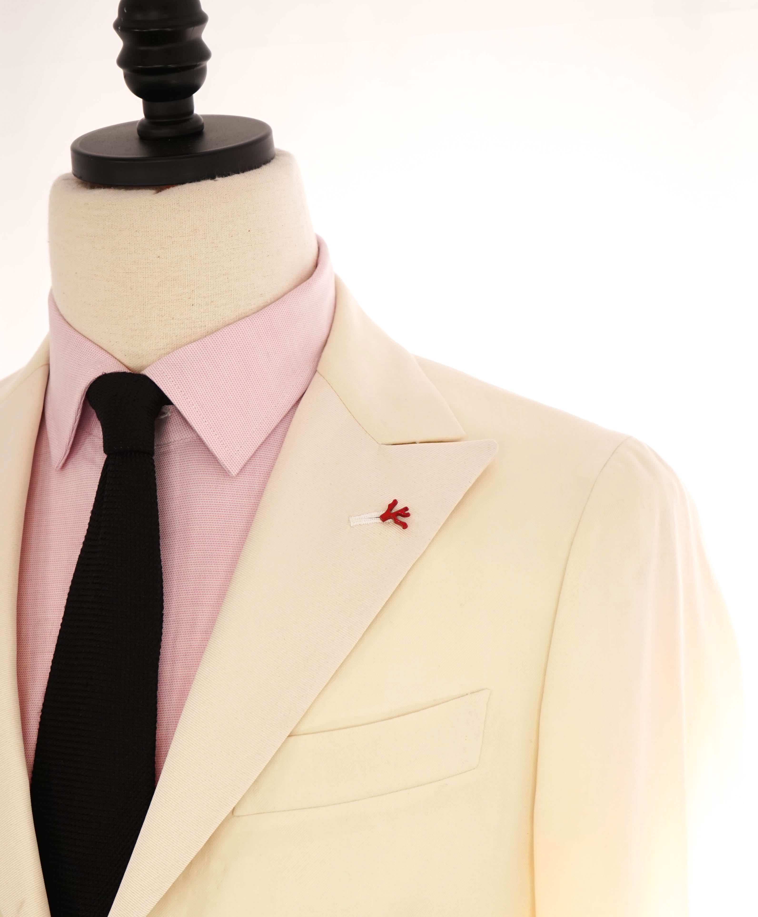 $4,500 ISAIA - Satin PEAK LAPEL Ivory Wool Tuxedo Dinner Jacket Blazer - 36R