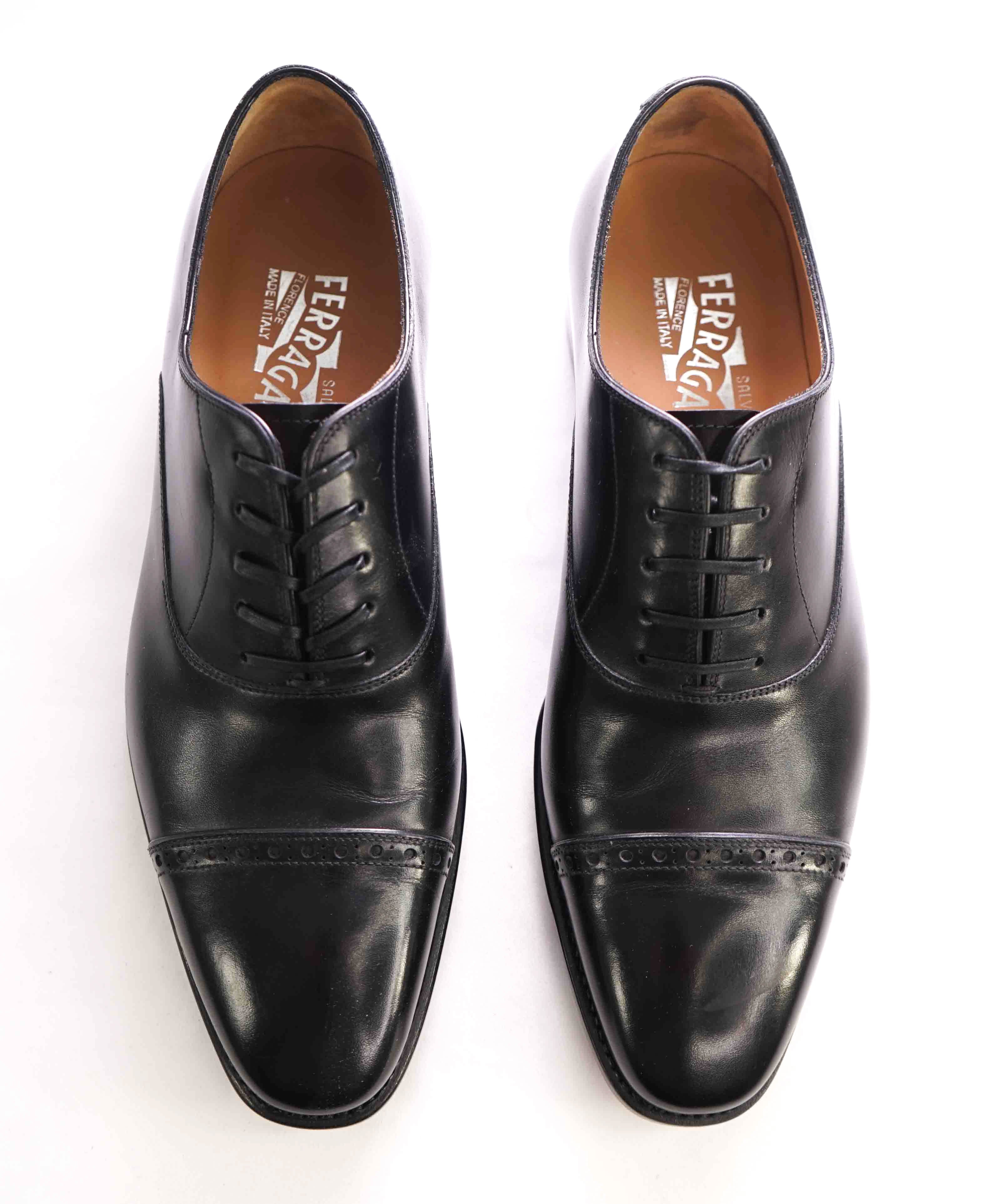 SALVATORE FERRAGAMO - "TRAMEZZA" Black Cap-Toe PREMIUM Oxford - 7 EE