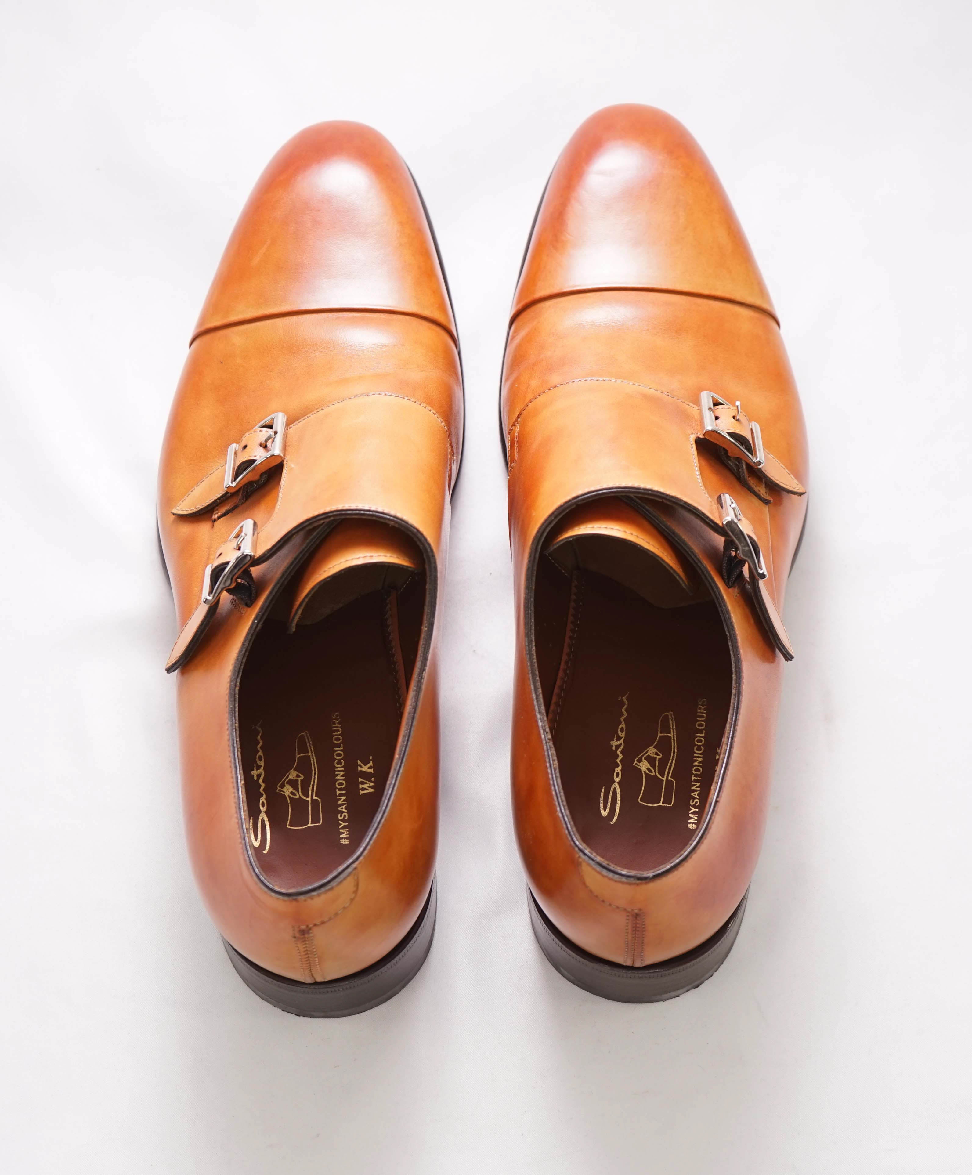 $1,295 SANTONI - "GOODYEAR WELT” Monk Strap Loafers - 9.5 US (8.5 IT)