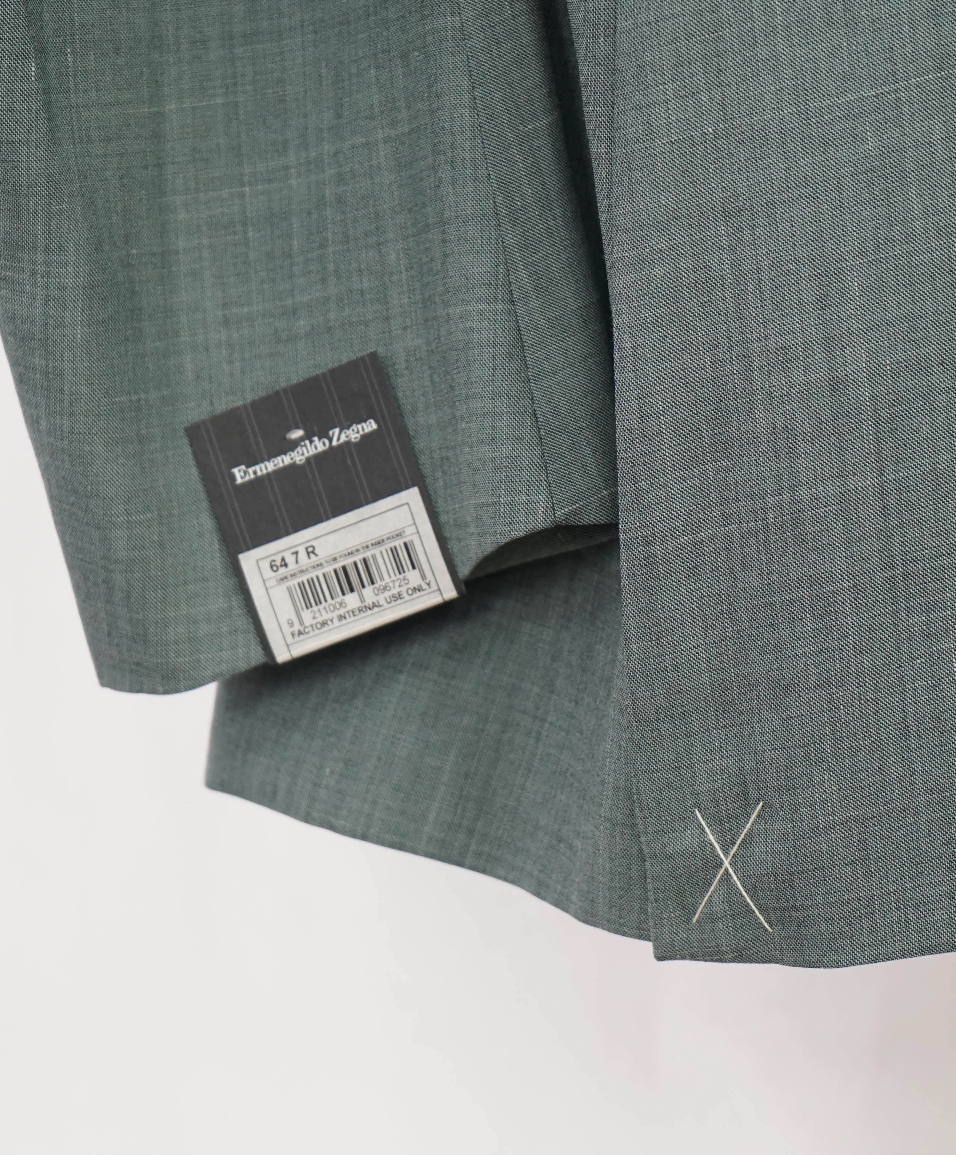 $4,995 ERMENEGILDO ZEGNA -“ACHILLFARM" *Su Misura* Wool/Silk/Linen Green Suit - 54R US