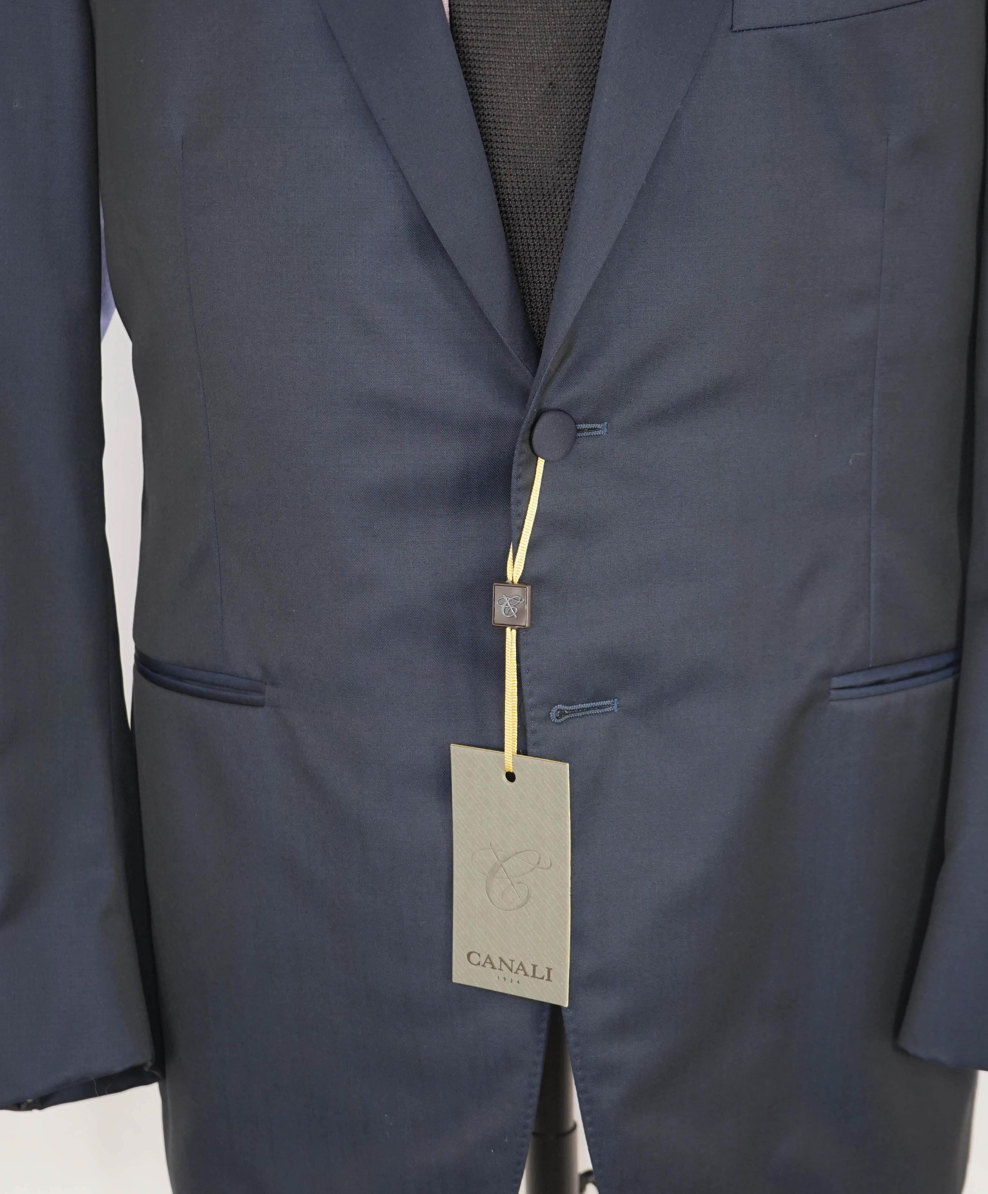 $2,195 CANALI - Navy Blue *RARE* Notch Lapel Tuxedo Suit - 44R