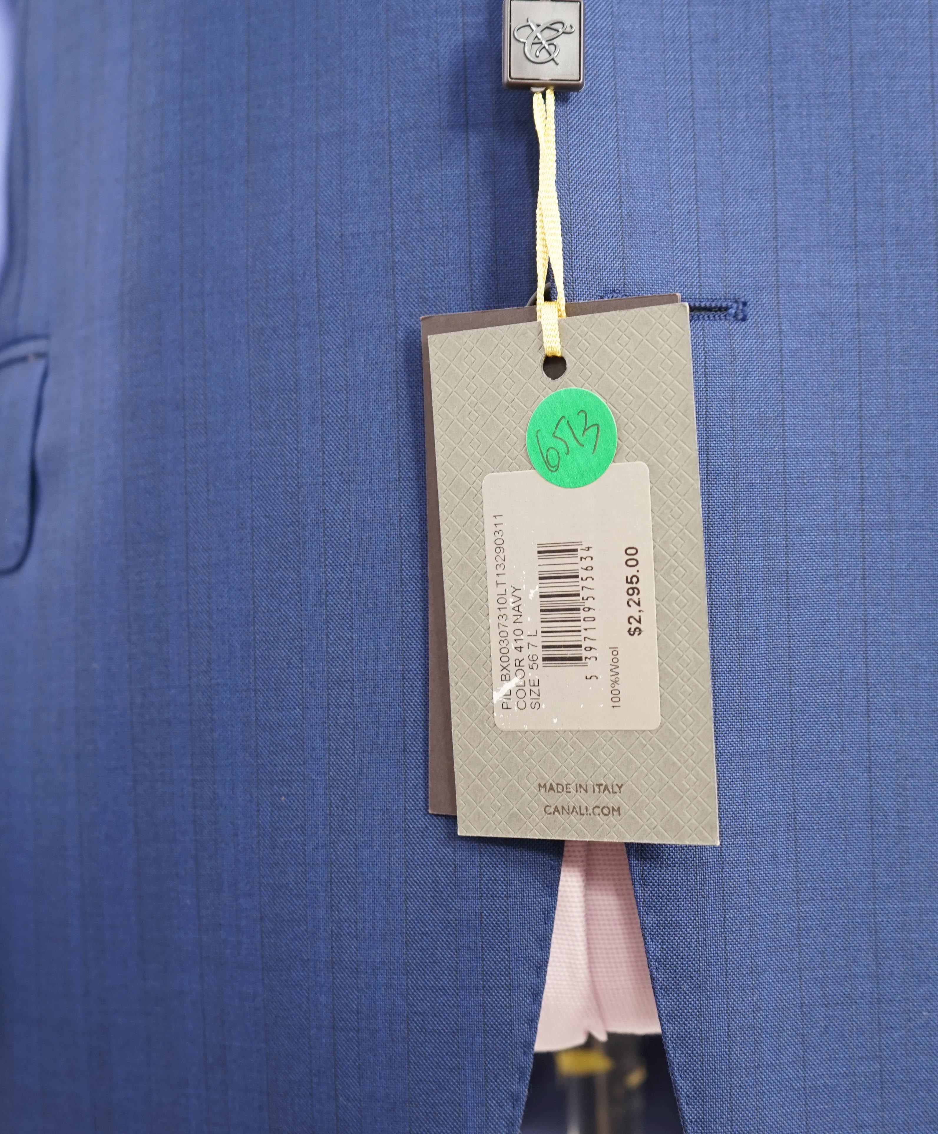 $2,495 CANALI - "EXCLUSIVE Super 160's" Blue Textured Blazer - 46L