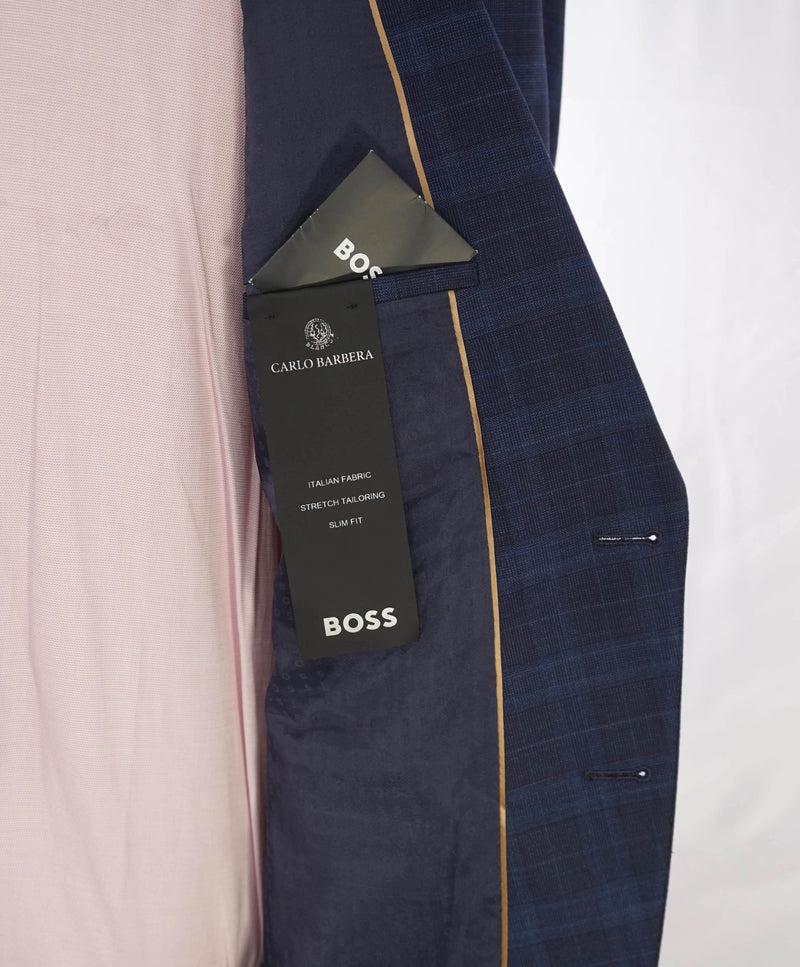 HUGO BOSS - "CARLO BARBERA" Slim Fit STRETCH Blue Check Plaid Suit - 42R