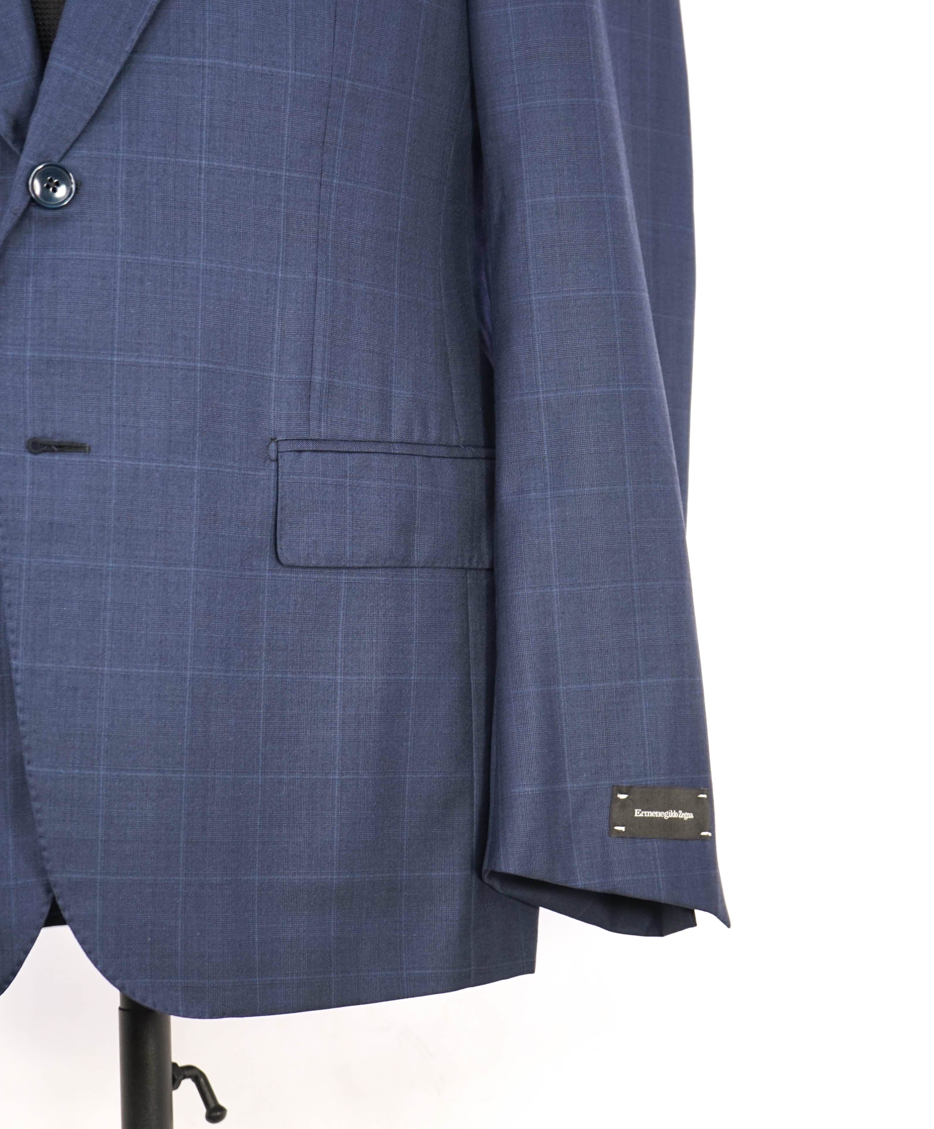 ERMENEGILDO ZEGNA -"TROFEO 600"Navy Subtle Windowpane Blue Suit - 40S