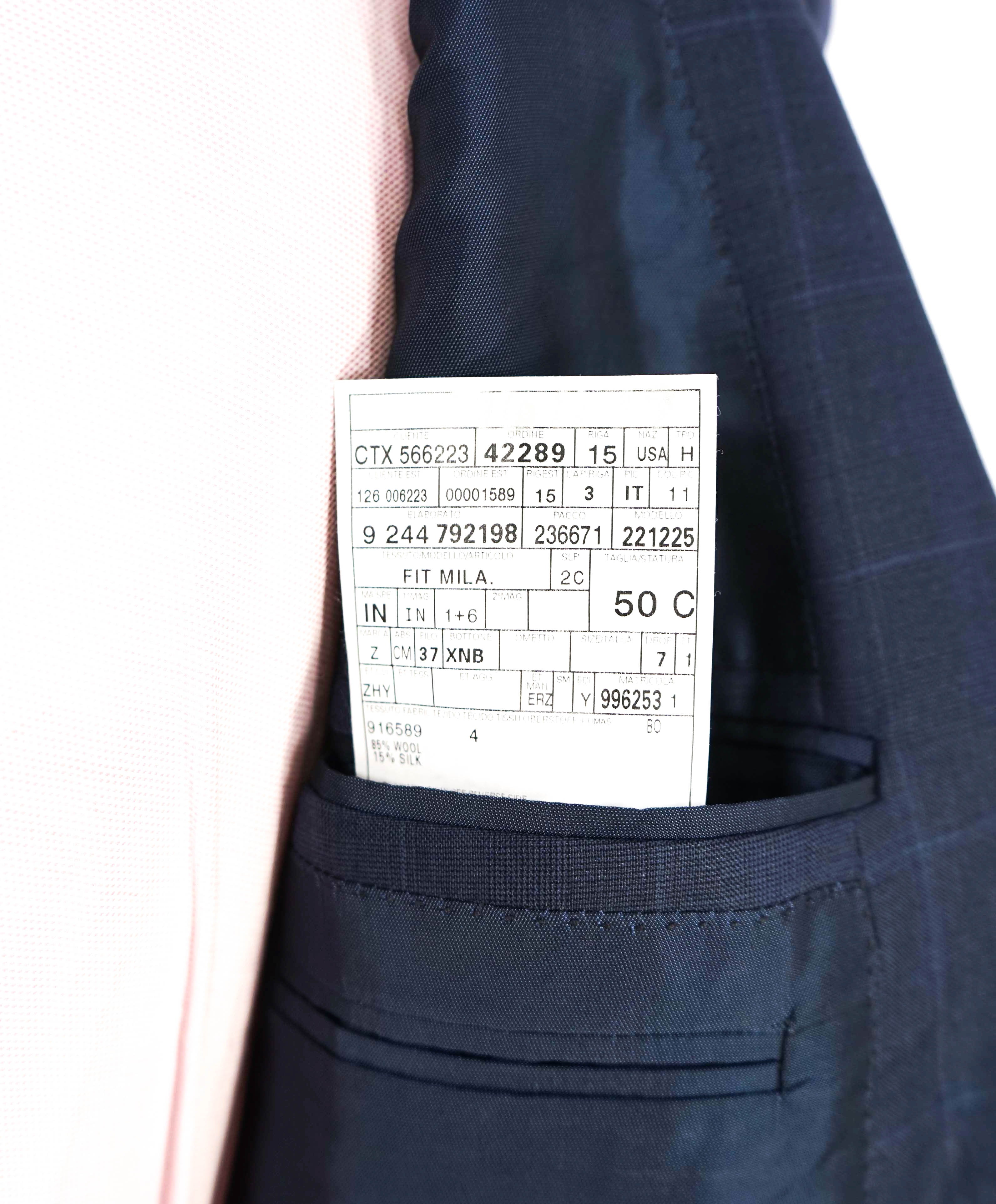 ERMENEGILDO ZEGNA -"TROFEO 600"Navy Subtle Windowpane Blue Suit - 40S