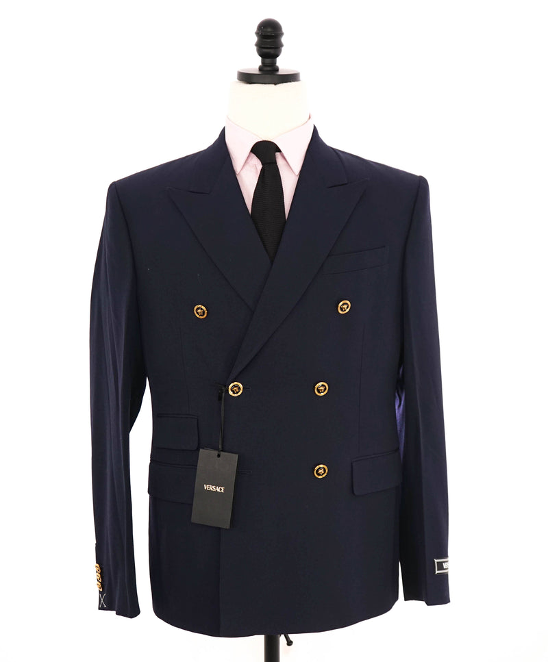 $2,825 VERSACE - (MainLine) Navy Double Breasted MEDUSA BUTTONS Blazer - 40R