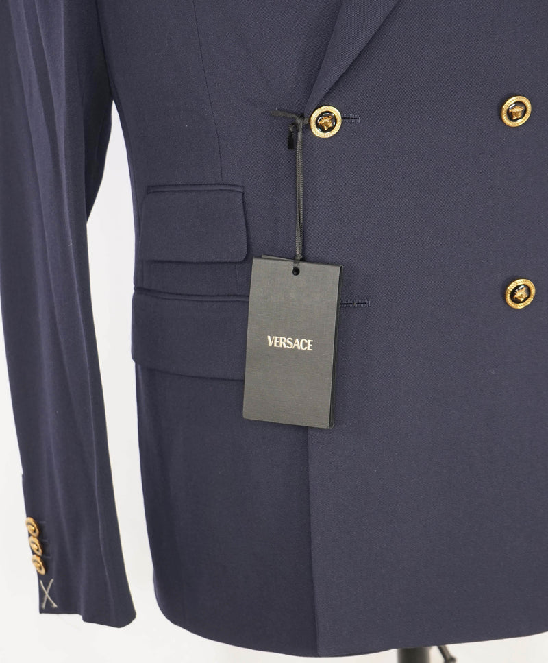 $2,825 VERSACE - (MainLine) Navy Double Breasted MEDUSA BUTTONS Blazer - 40R