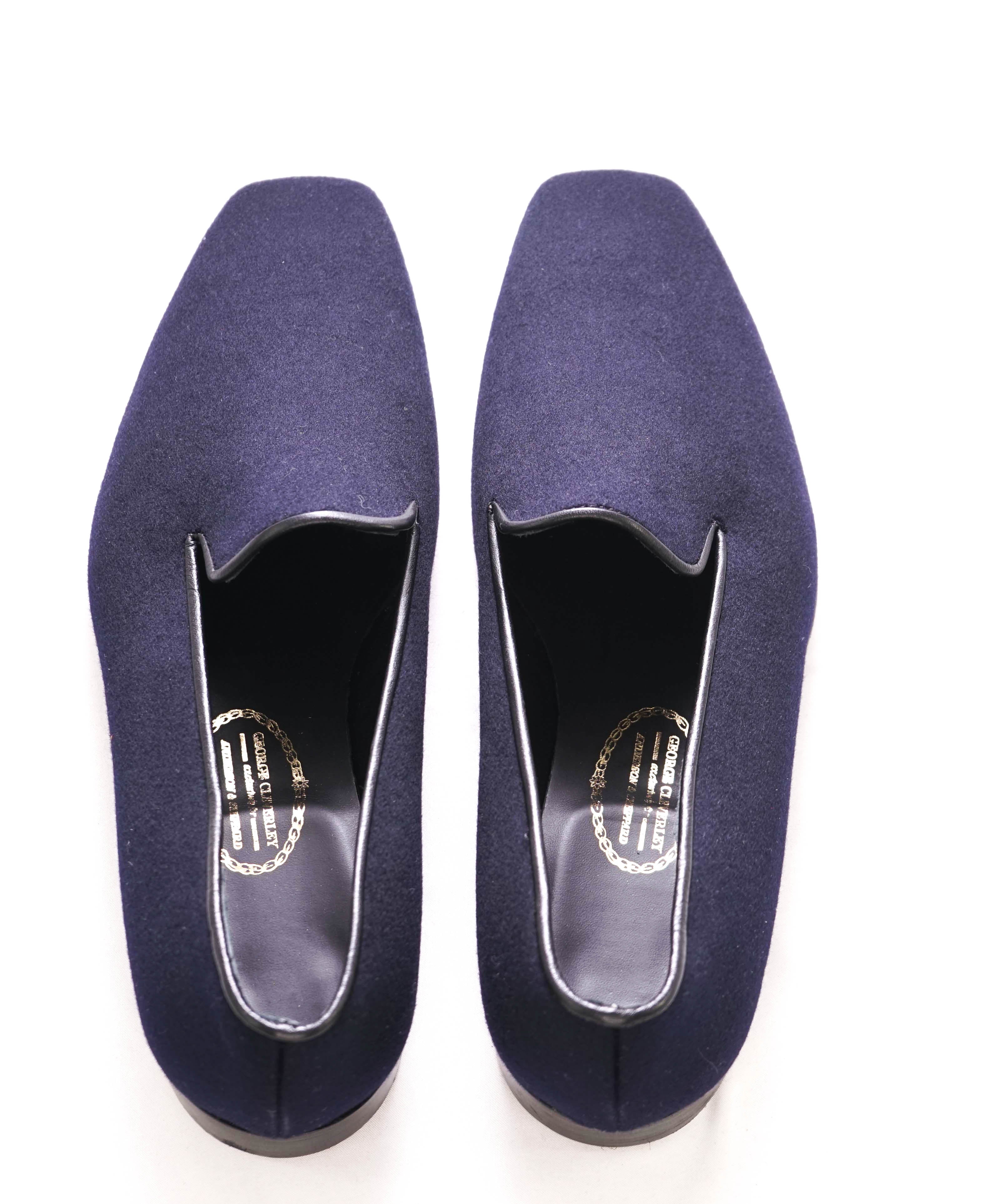 $995 GEORGE CLEVERLY - Blue Wool/Cashmere Smoking Loafers - 13 US (12UK)