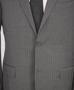 $1,895 CANALI - Gray Chalk Stripe Double Vent Wool Blazer - 42L