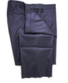 Z ZEGNA - Navy Micro Check "SILK" Flat Front Dress Pants - 35W